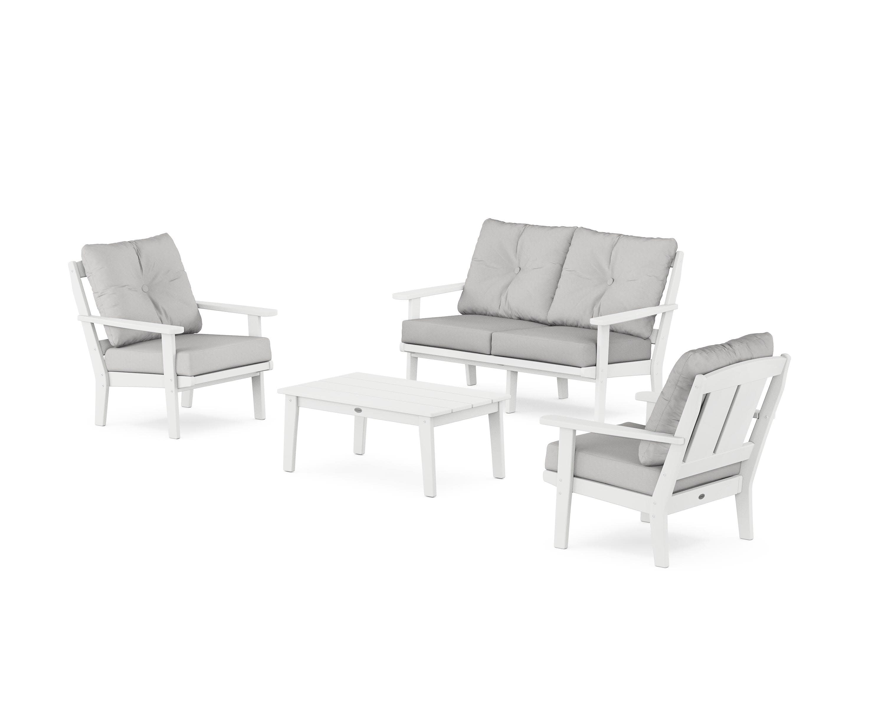 Mission 4-Piece Deep Seating Set with Loveseat in White / Diamond in the Rough