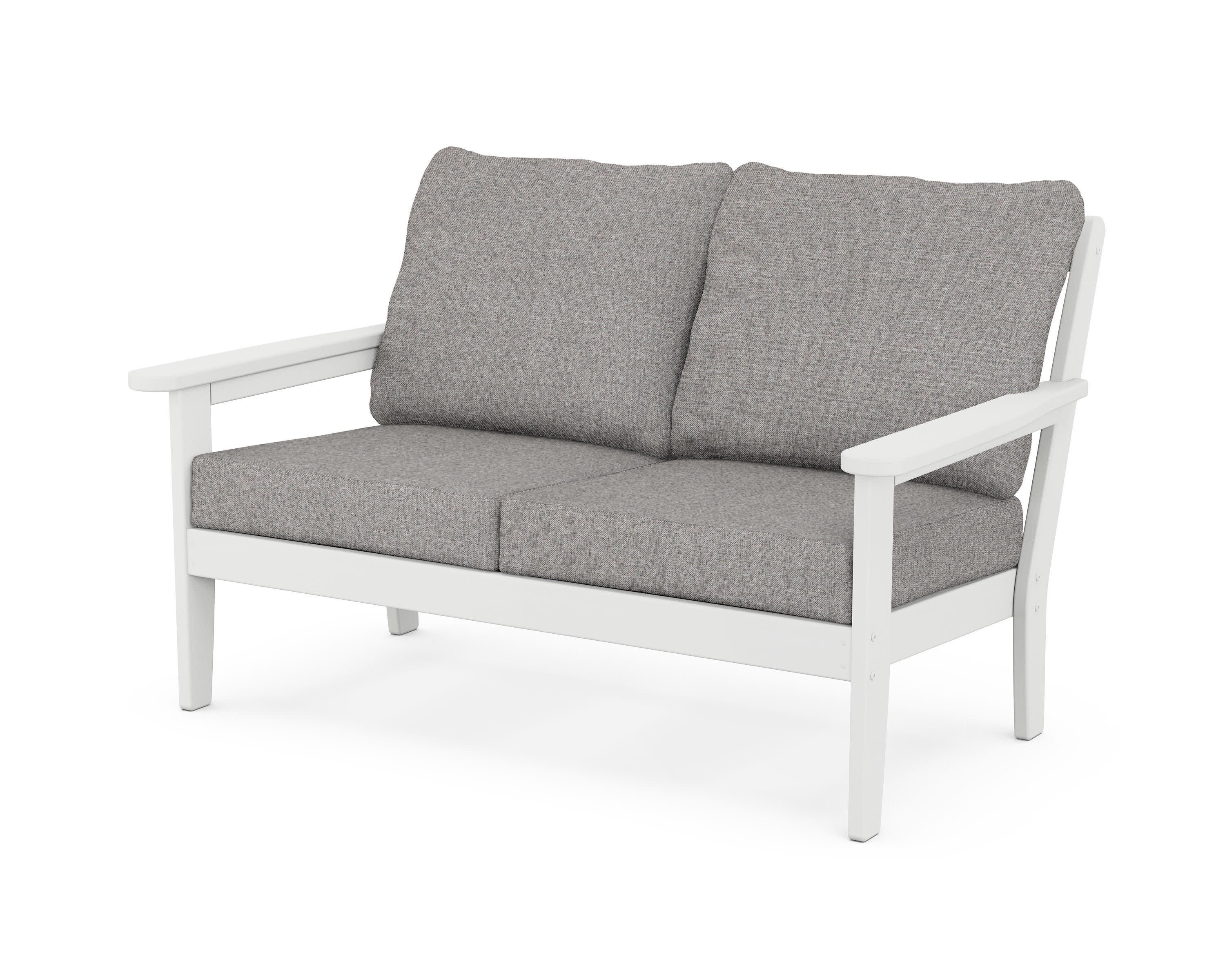 Cottage Deep Seating Loveseat in White / Grey Mist