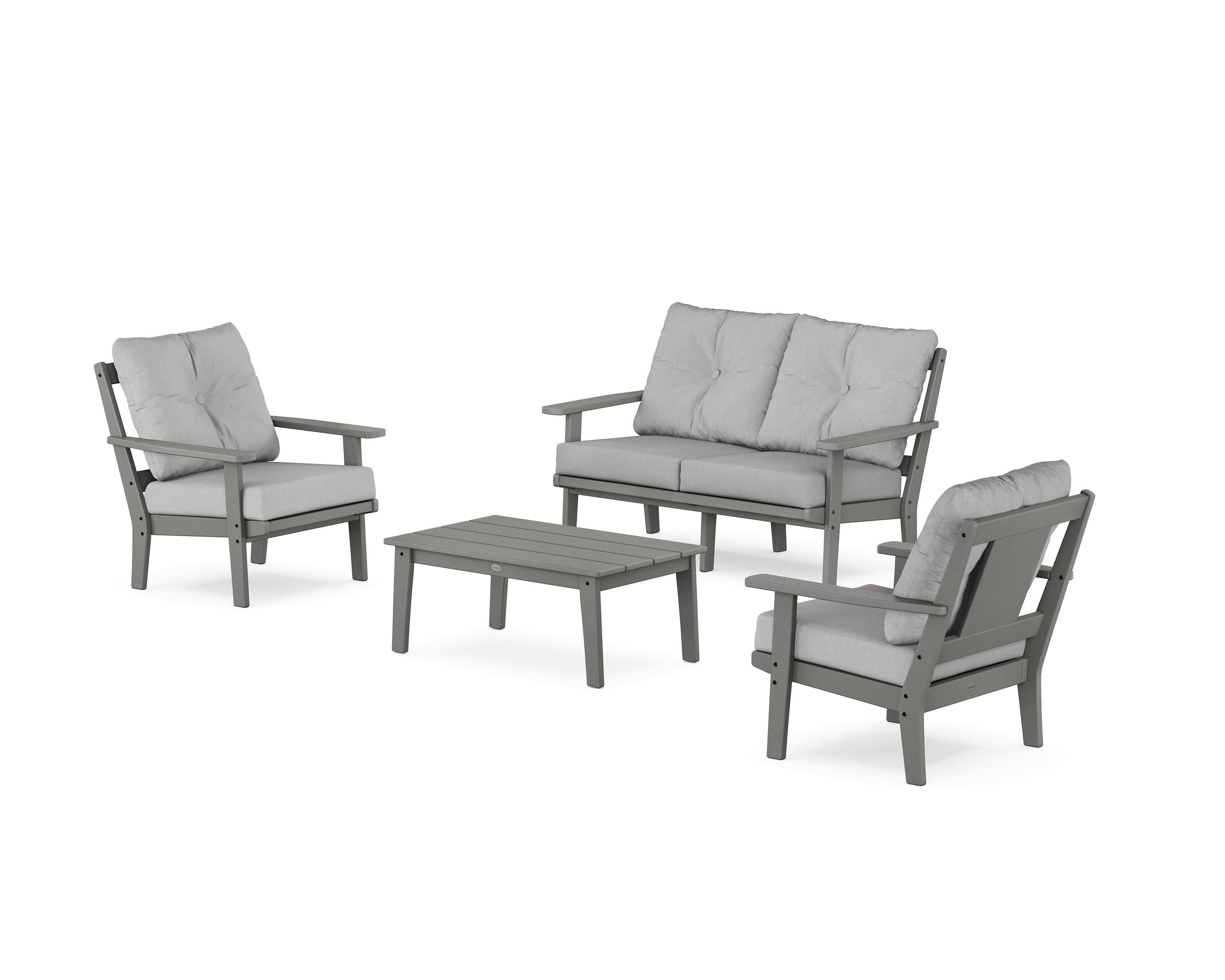 Prairie 4-Piece Deep Seating Set with Loveseat in Slate Grey / Granite