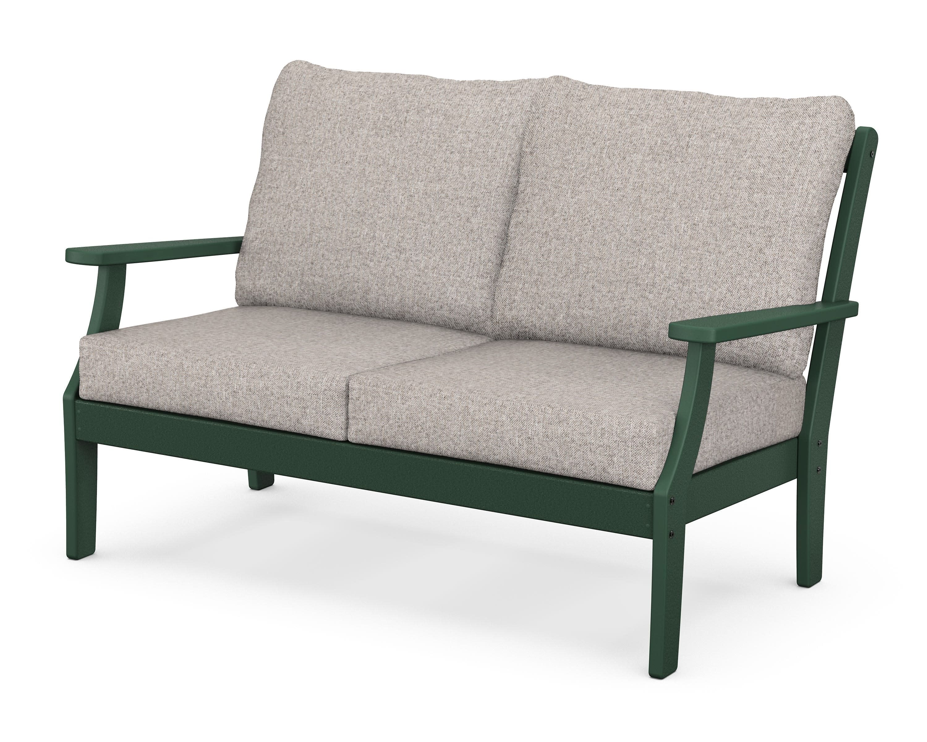 Braxton Deep Seating Loveseat in Green / Weathered Tweed