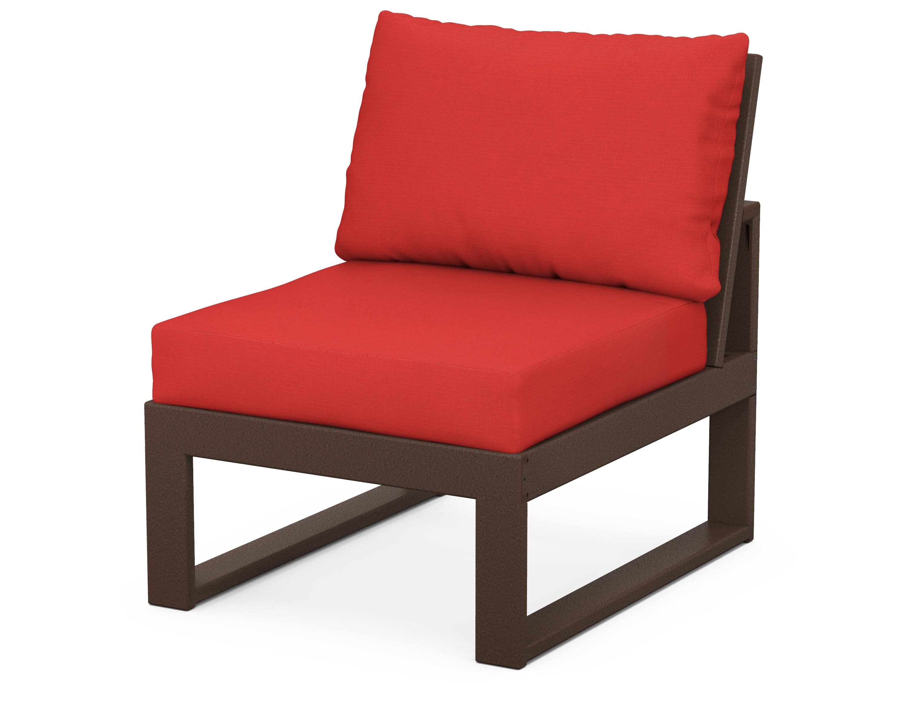 Modular Armless Chair in Mahogany / Crimson Linen