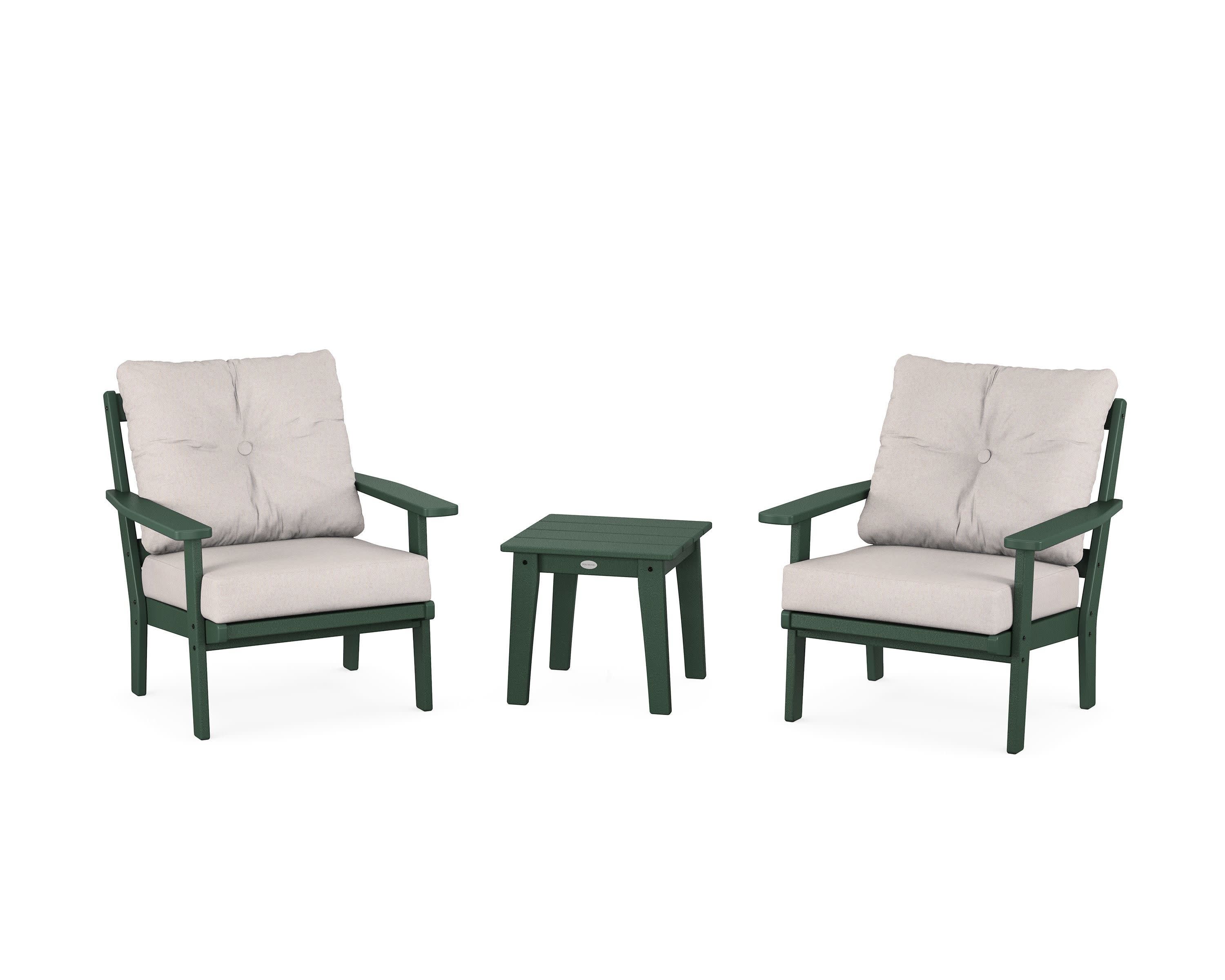 Oxford 3-Piece Deep Seating Set in Green / Dune Burlap