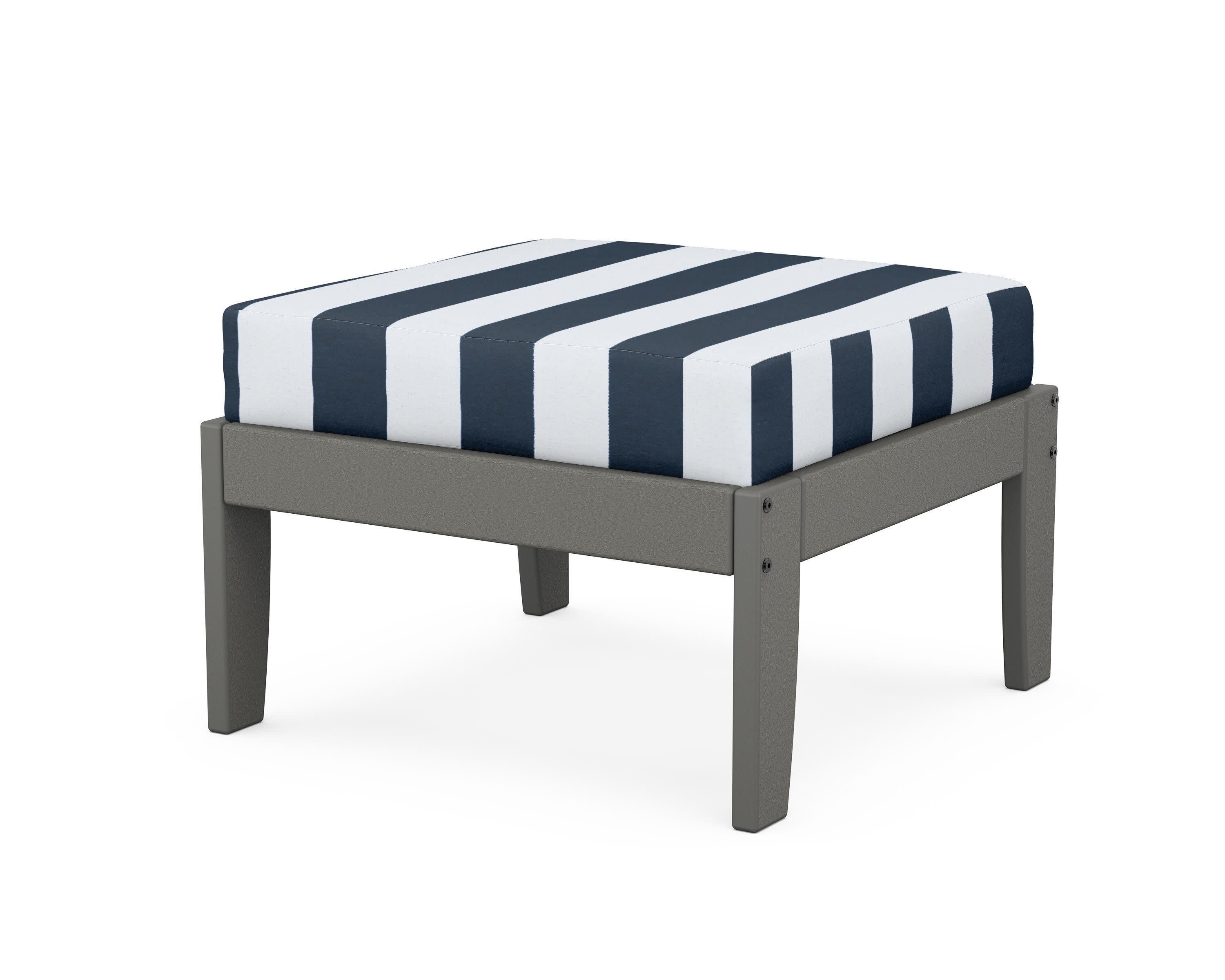 Modular Ottoman - Classic in Slate Grey / Cabana Stripe Marine Indigo