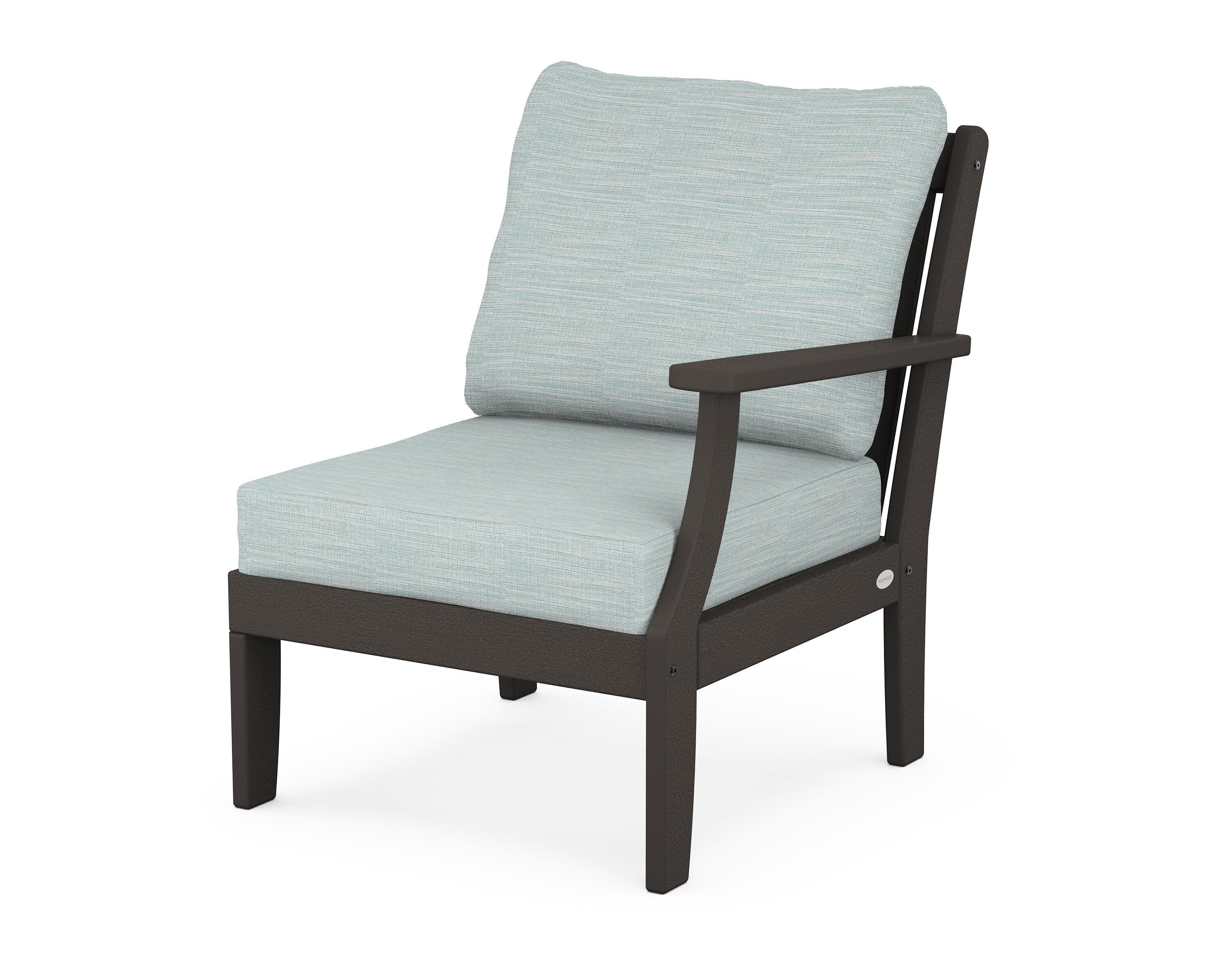 Braxton Modular Right Arm Chair in Vintage Coffee / Soothe Mist
