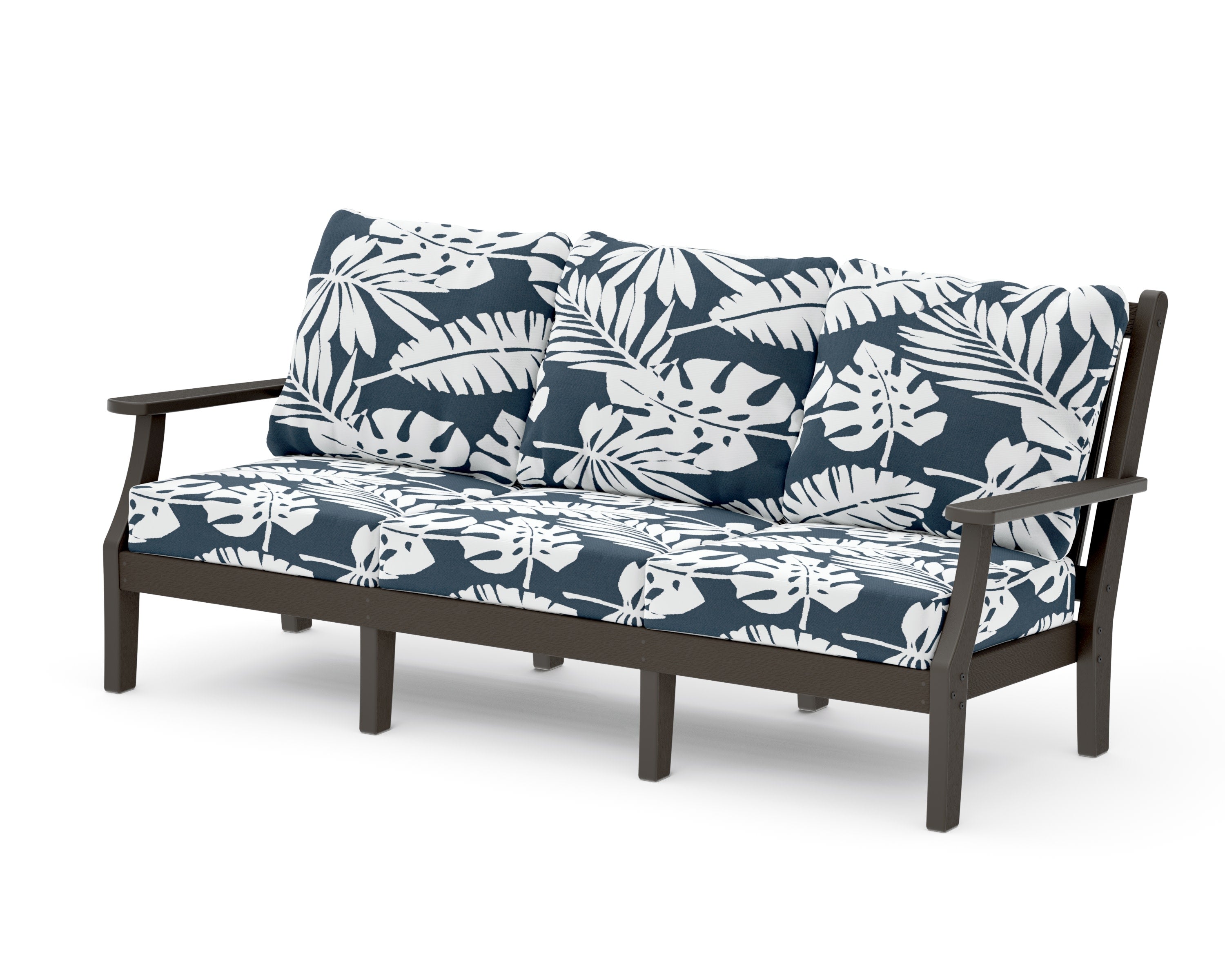 Wovendale Deep Seating Sofa in Vintage Coffee / Leaf Marine Indigo