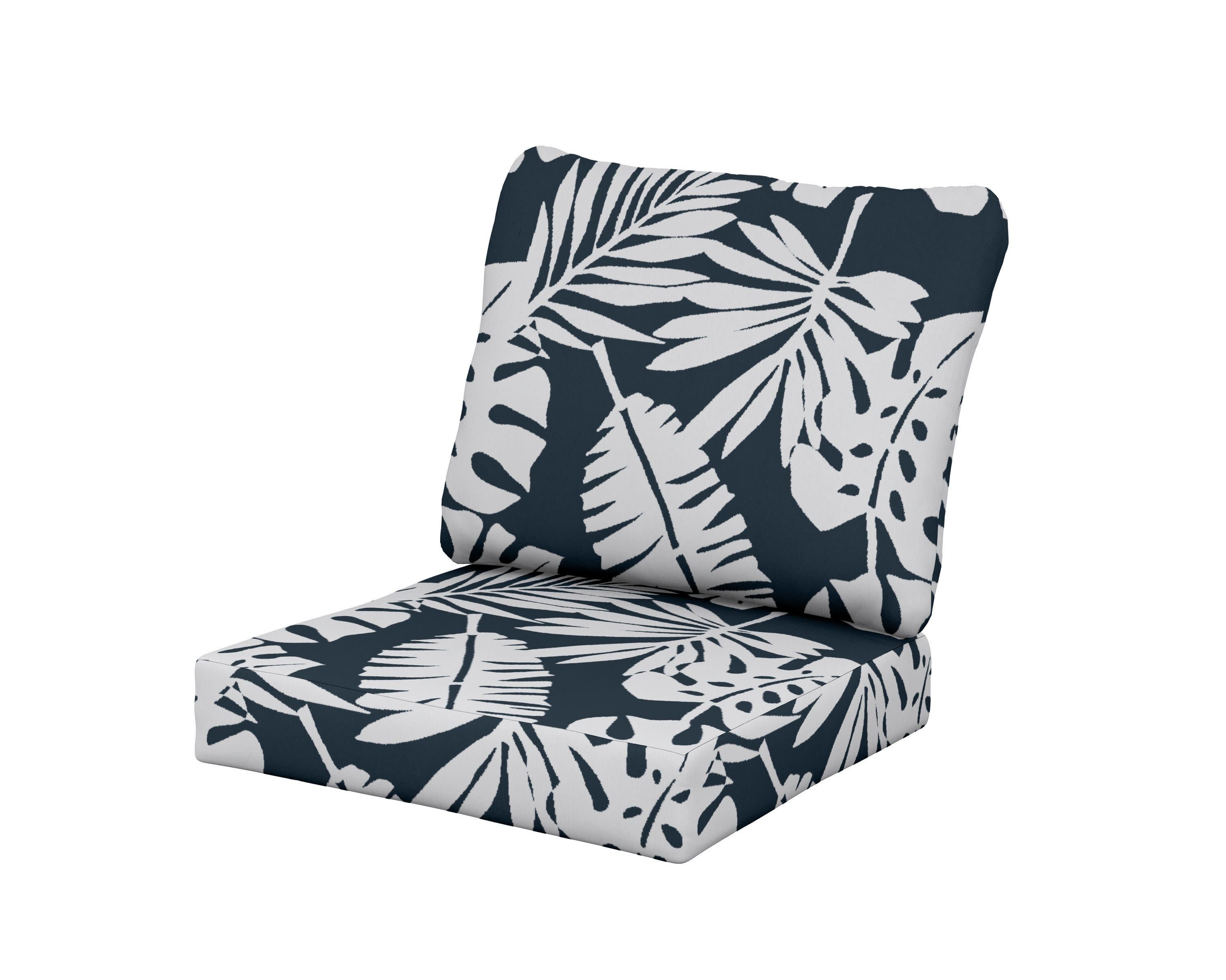 Classics Seat/Back Cushion Set in Leaf Marine Indigo