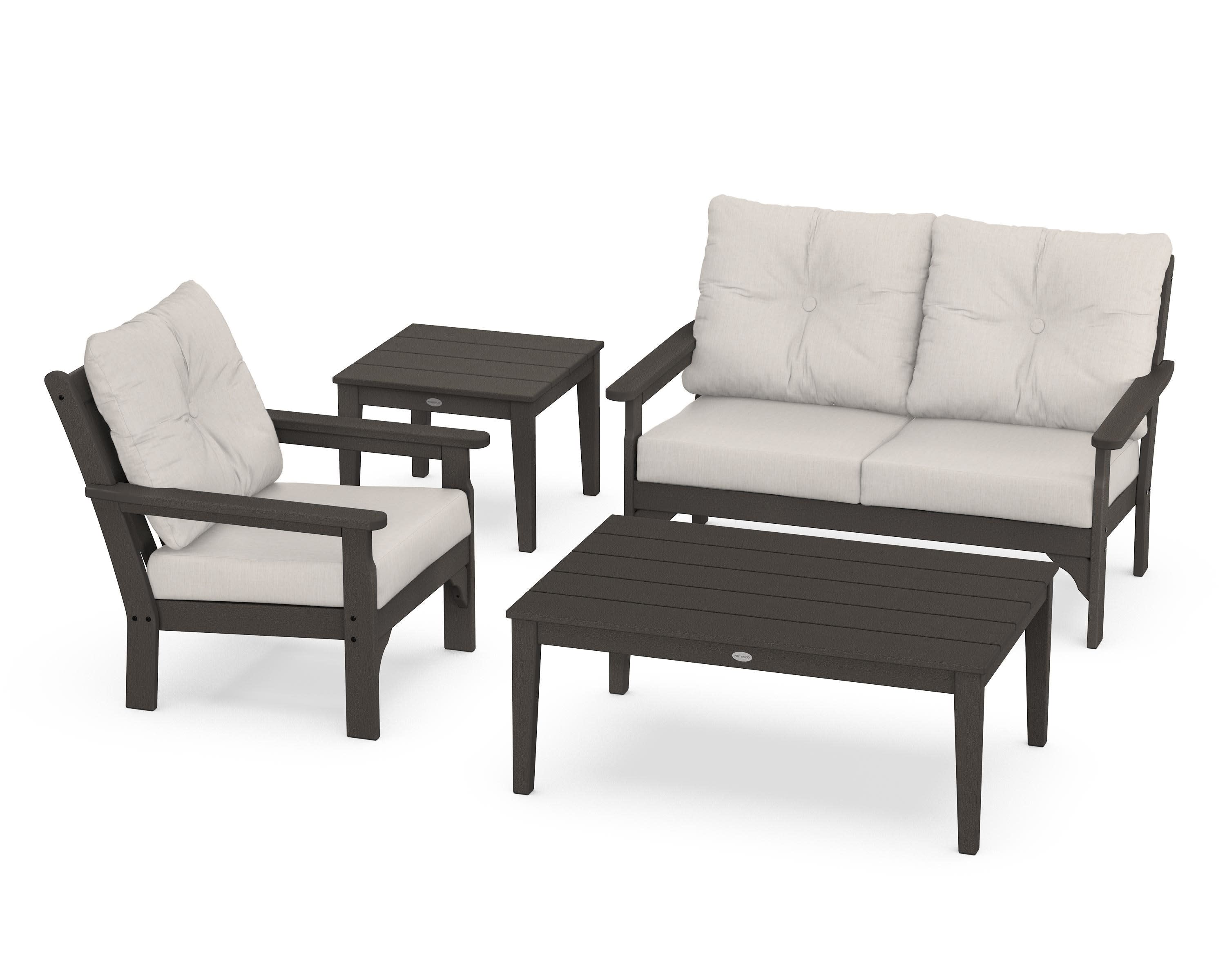 Vineyard 4-Piece Deep Seating Set in Vintage Coffee / Cast Ash