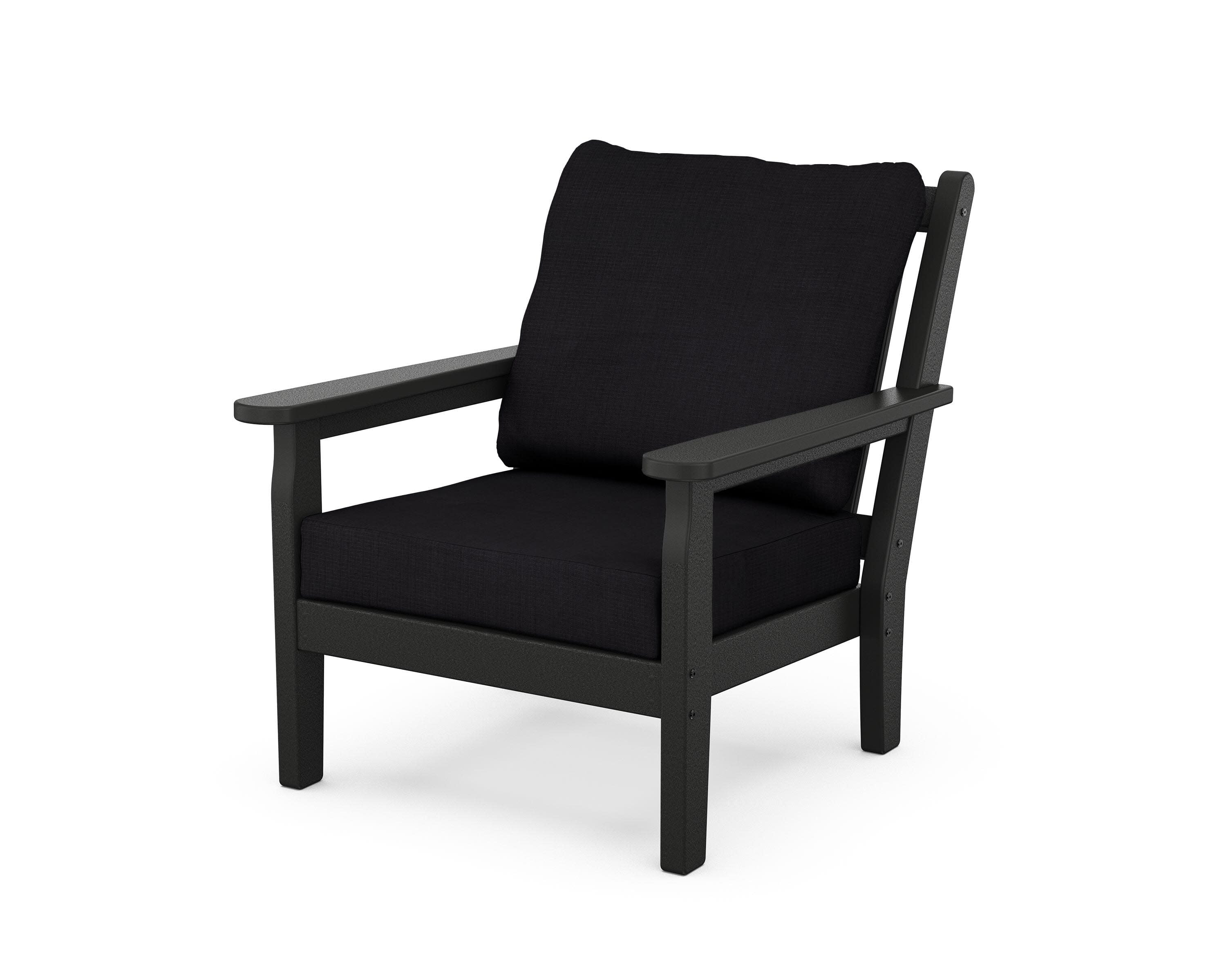 Chippendale Deep Seating Chair in Black / Midnight Linen