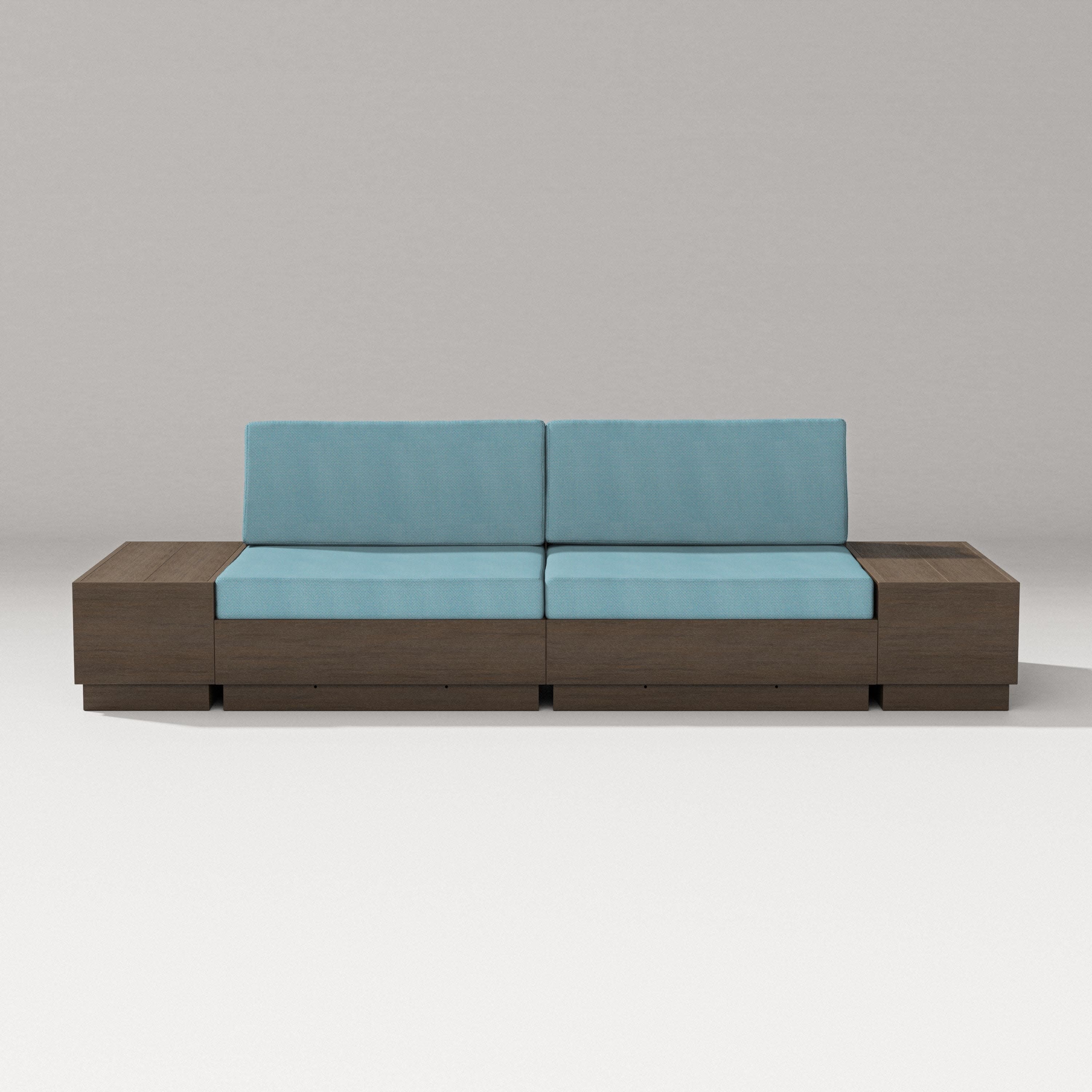 Elevate 4-Piece Loveseat Sectional in Kona / Lattice Sky Blue
