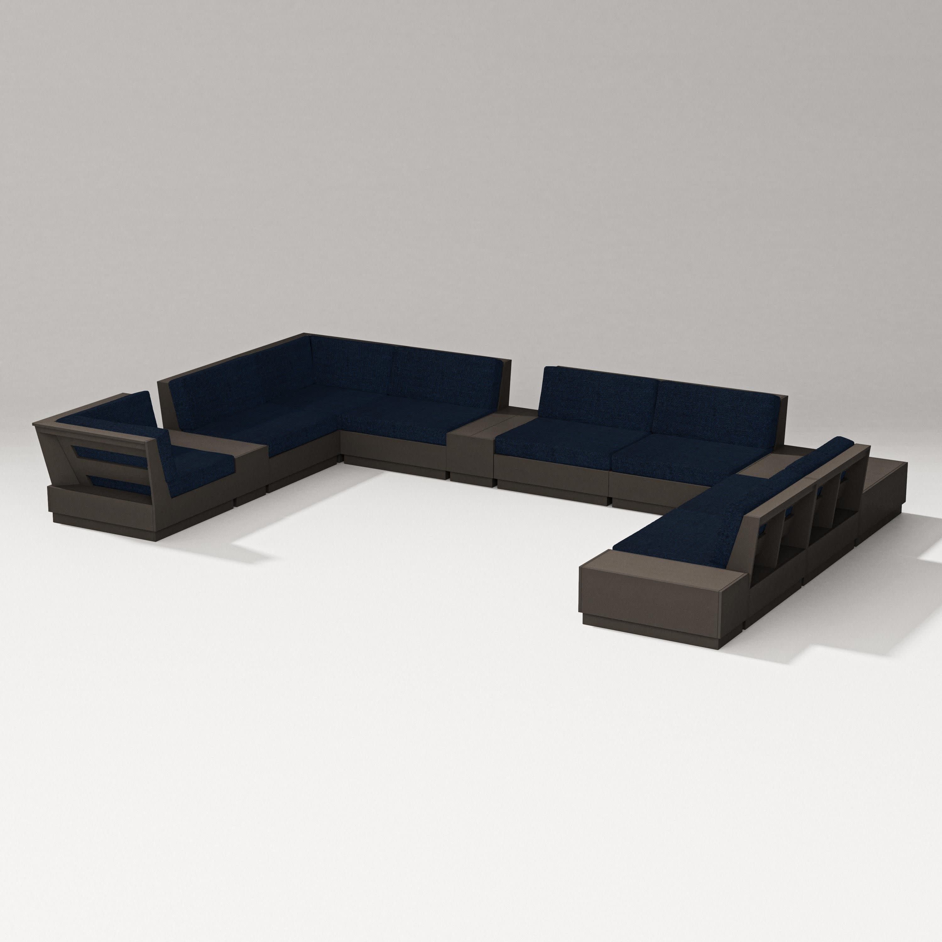 Elevate 12-Piece Conversation Sectional Set in Vintage Coffee / Marine Indigo