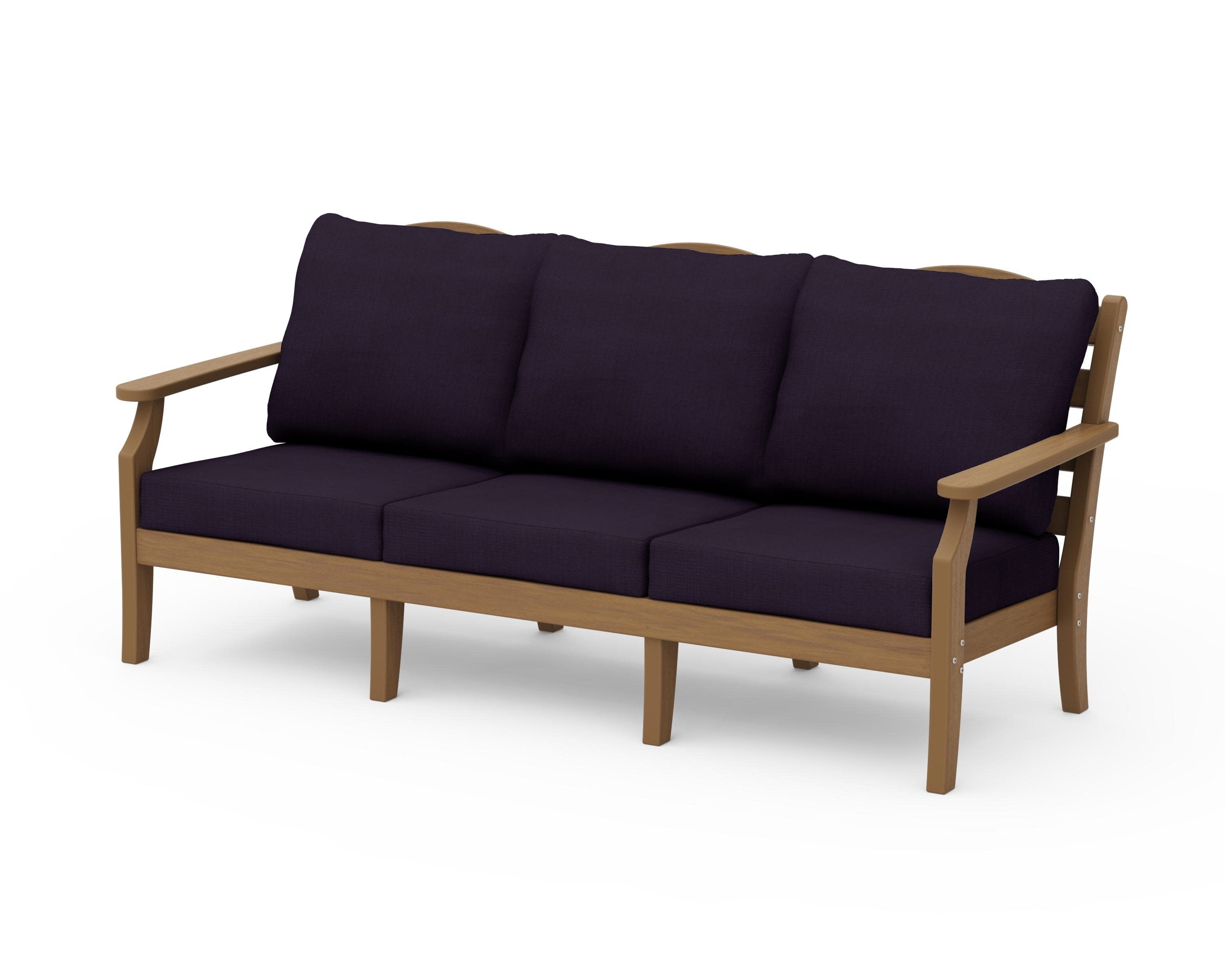 Savannah Deep Seating Sofa in Natural / Navy Linen