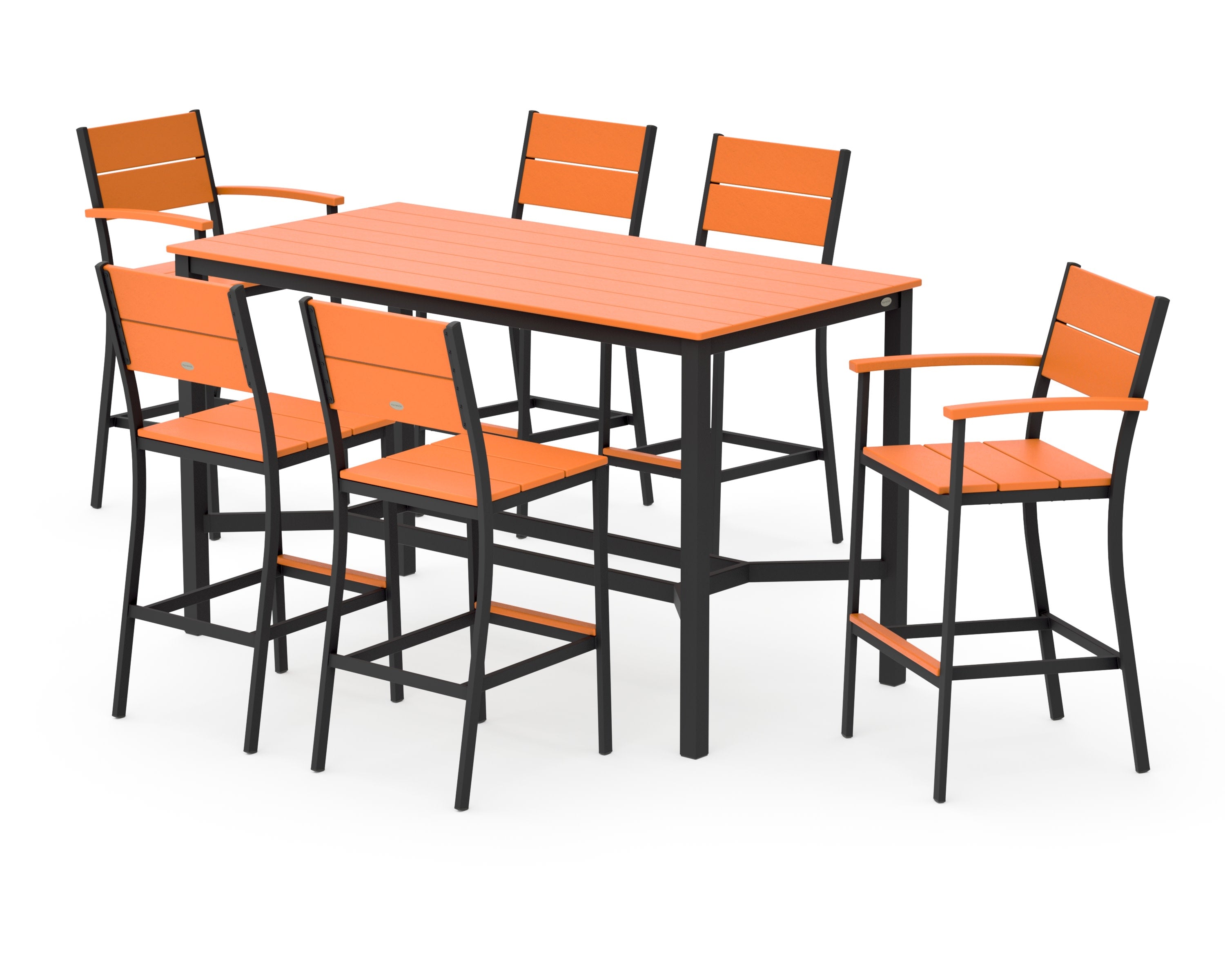 Main Street 7-Piece Bar Set in Black / Tangerine