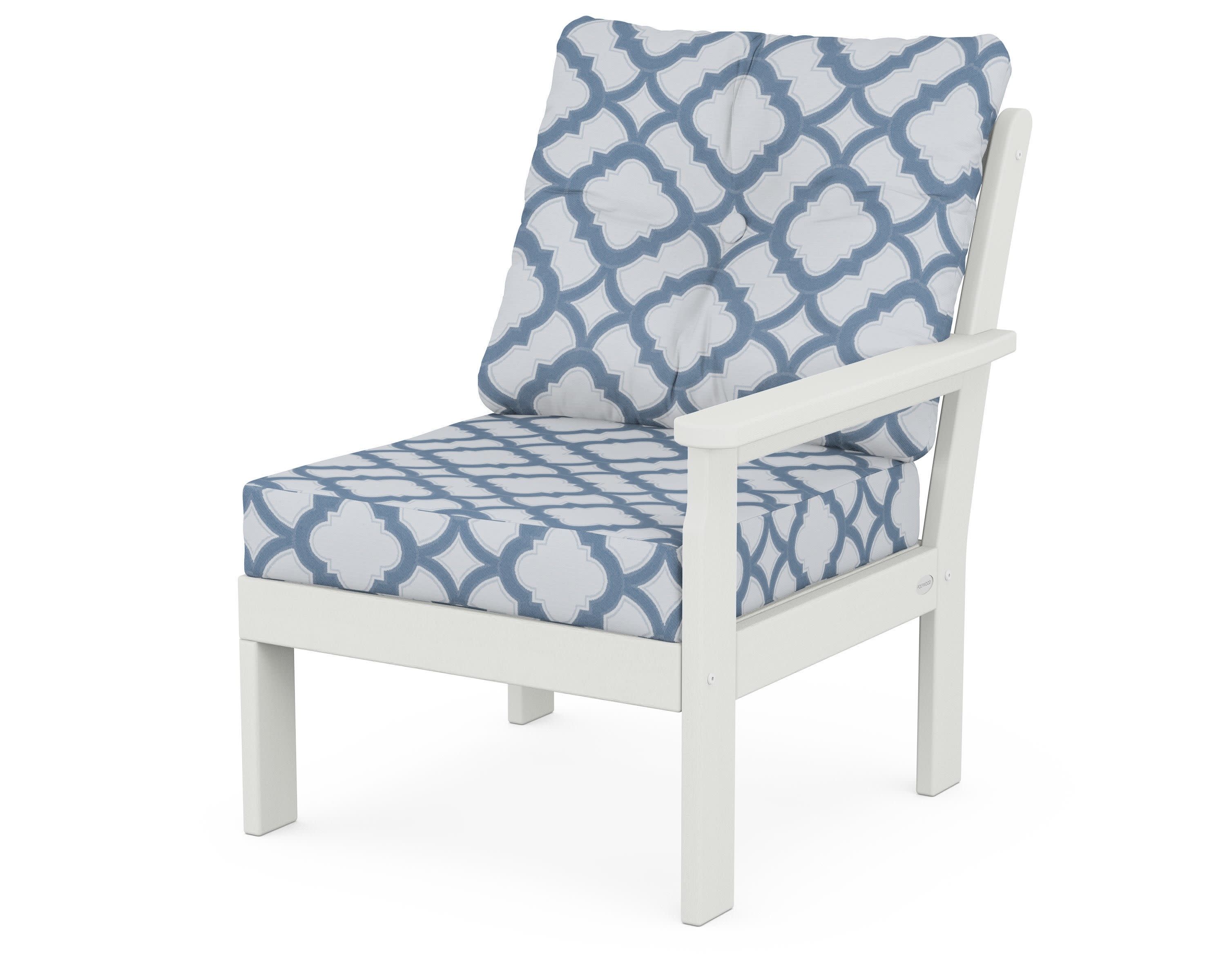 Vineyard Modular Right Arm Chair in Vintage White / Trellis Sky Blue