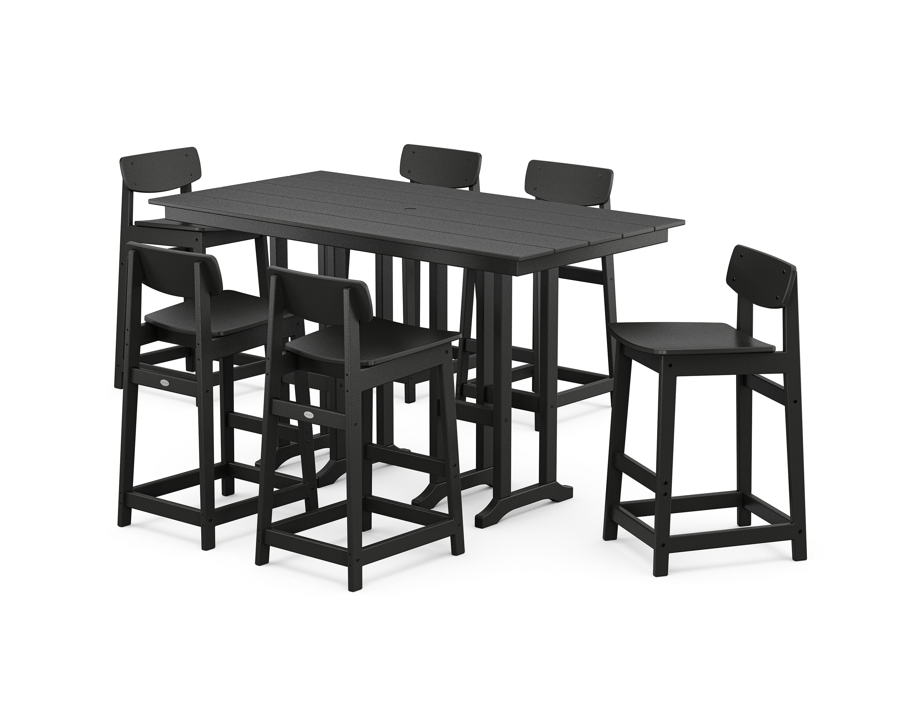 Modern Studio Urban Lowback Bar Chair 7-Piece Set in Black