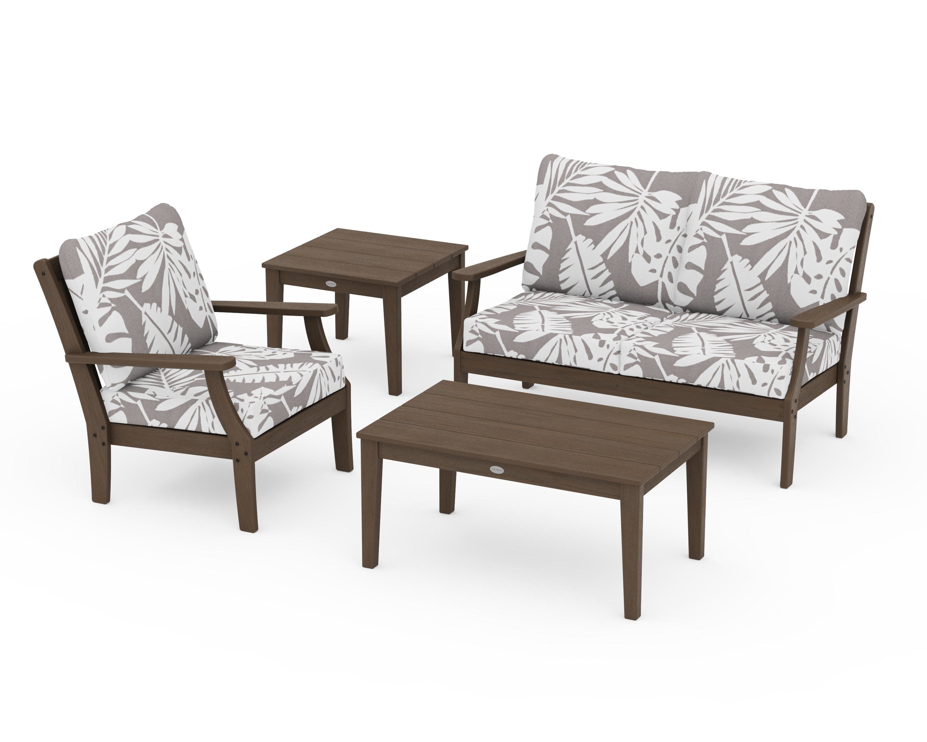 Braxton 4-Piece Deep Seating Set in Kona / Leaf Grey Mist