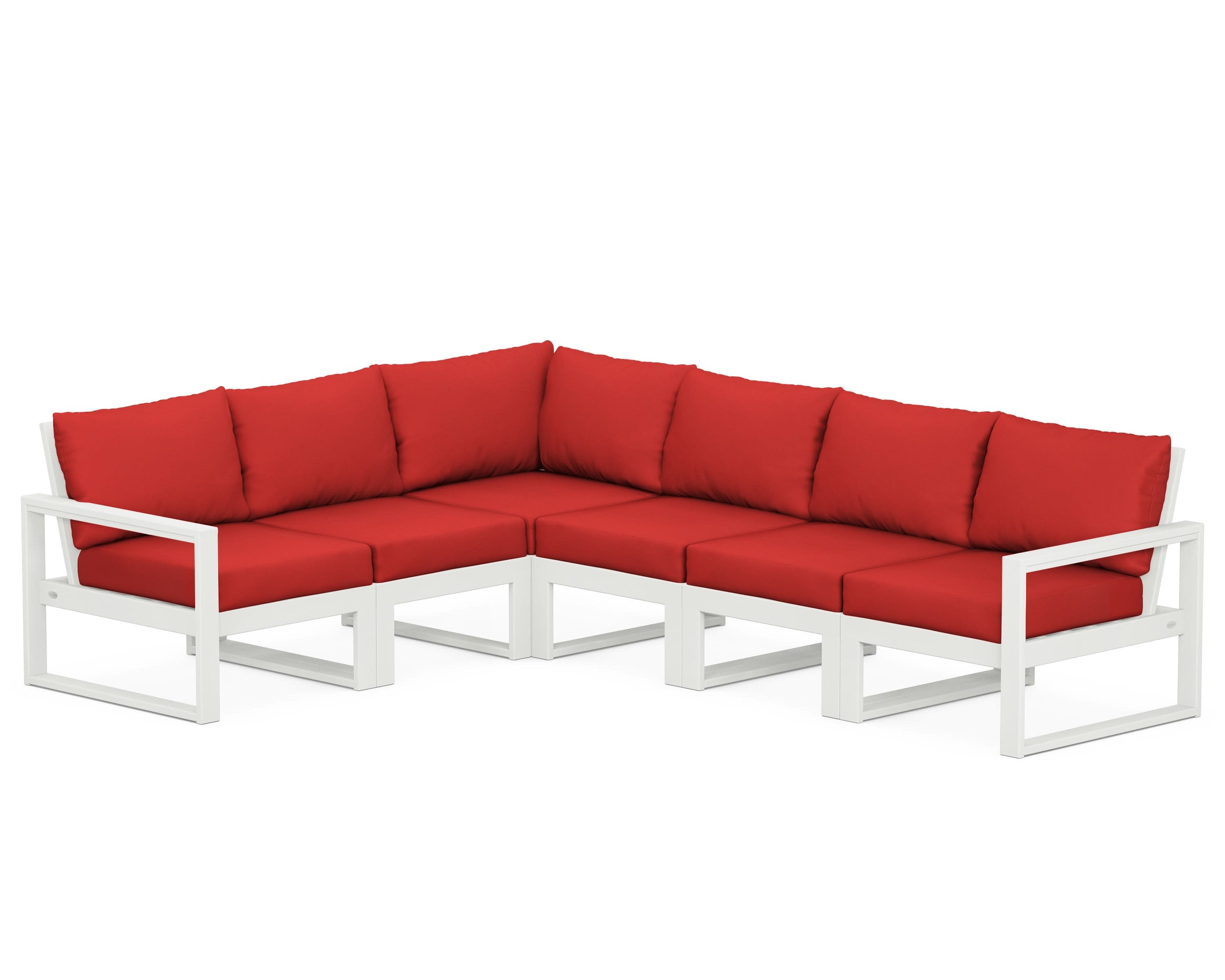 EDGE 6-Piece Modular Deep Seating Set in Vintage White / Crimson Linen
