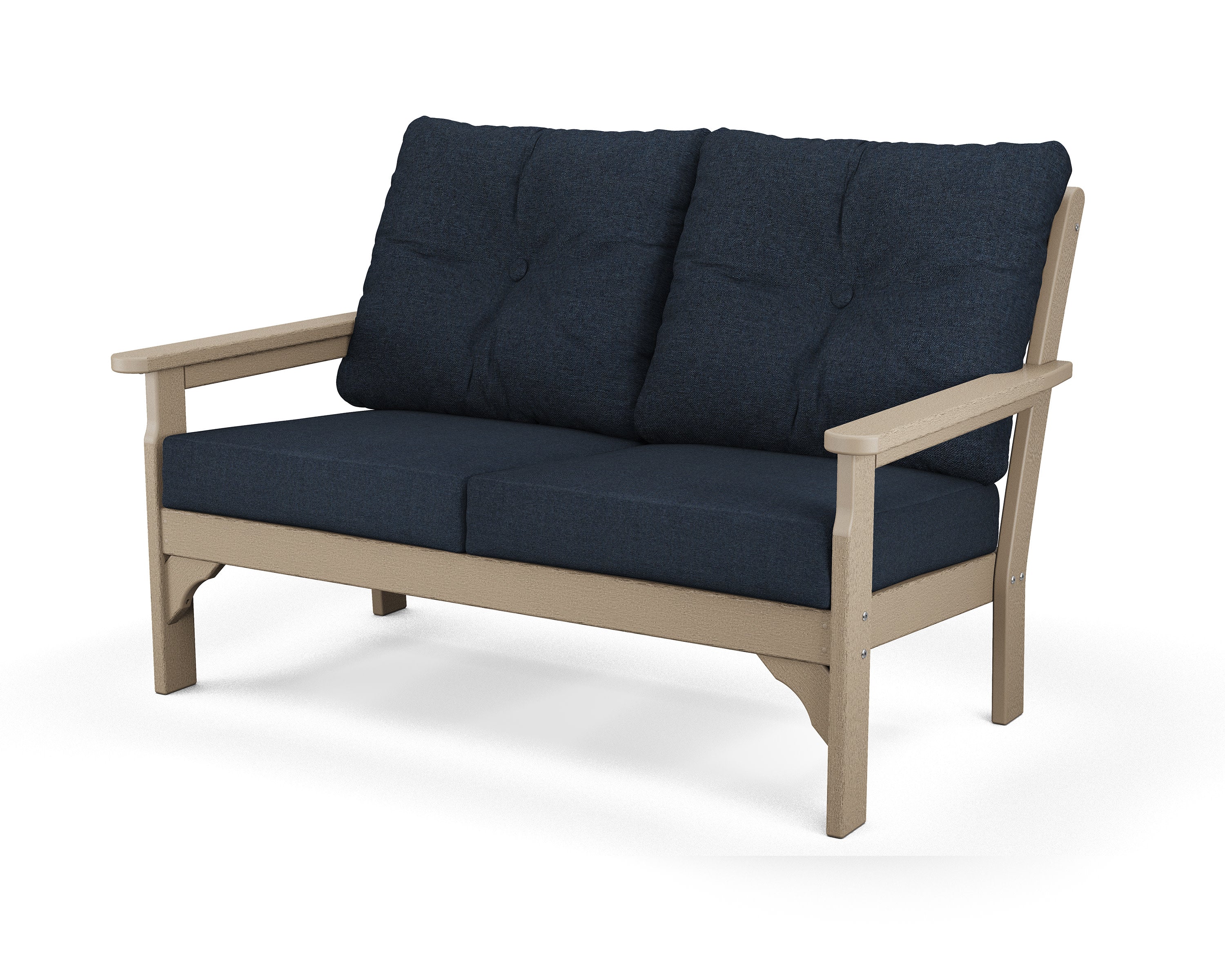 Vineyard Deep Seating Loveseat in Vintage Sahara / Marine Indigo