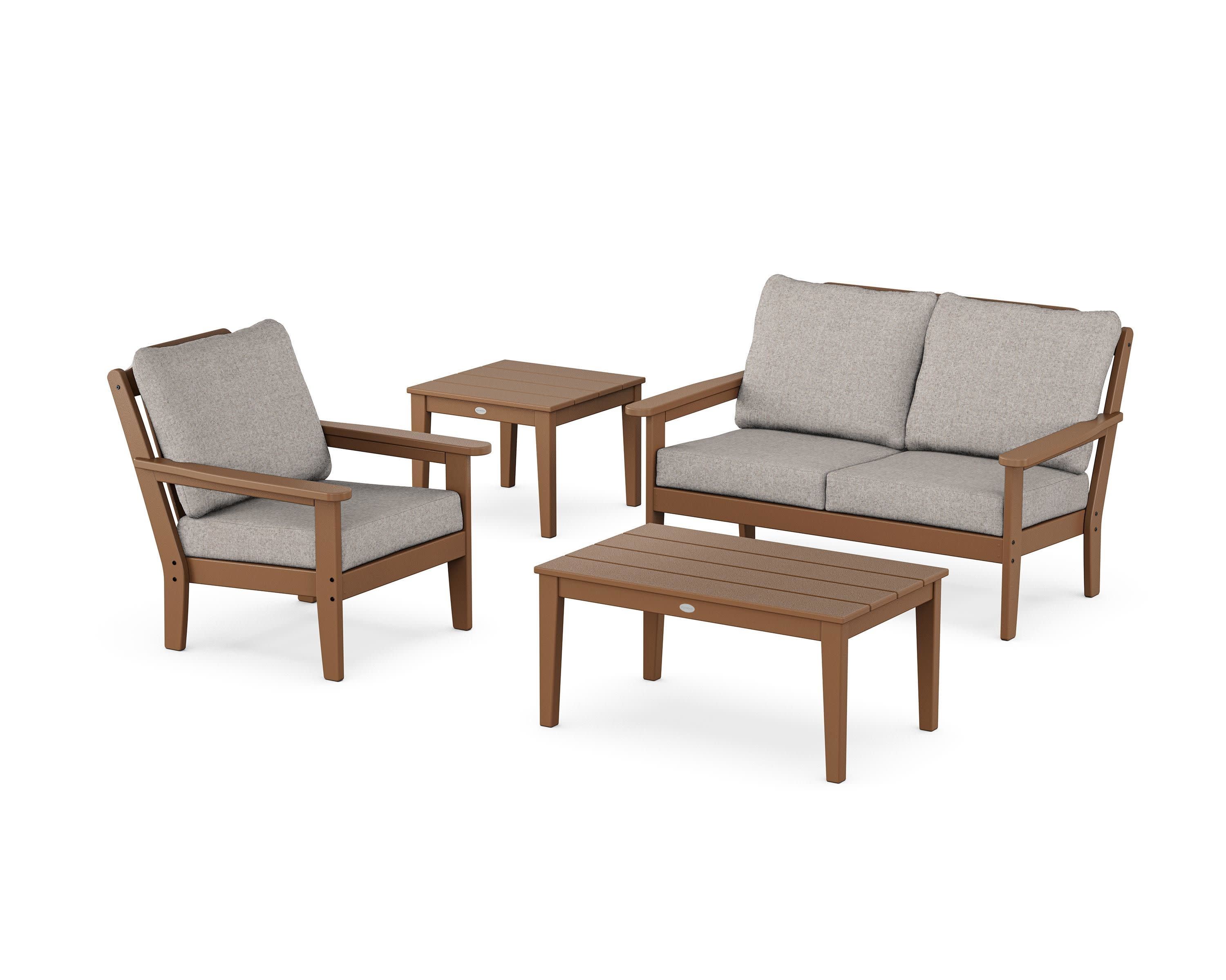 Wovendale 4-Piece Deep Seating Set in Teak / Weathered Tweed