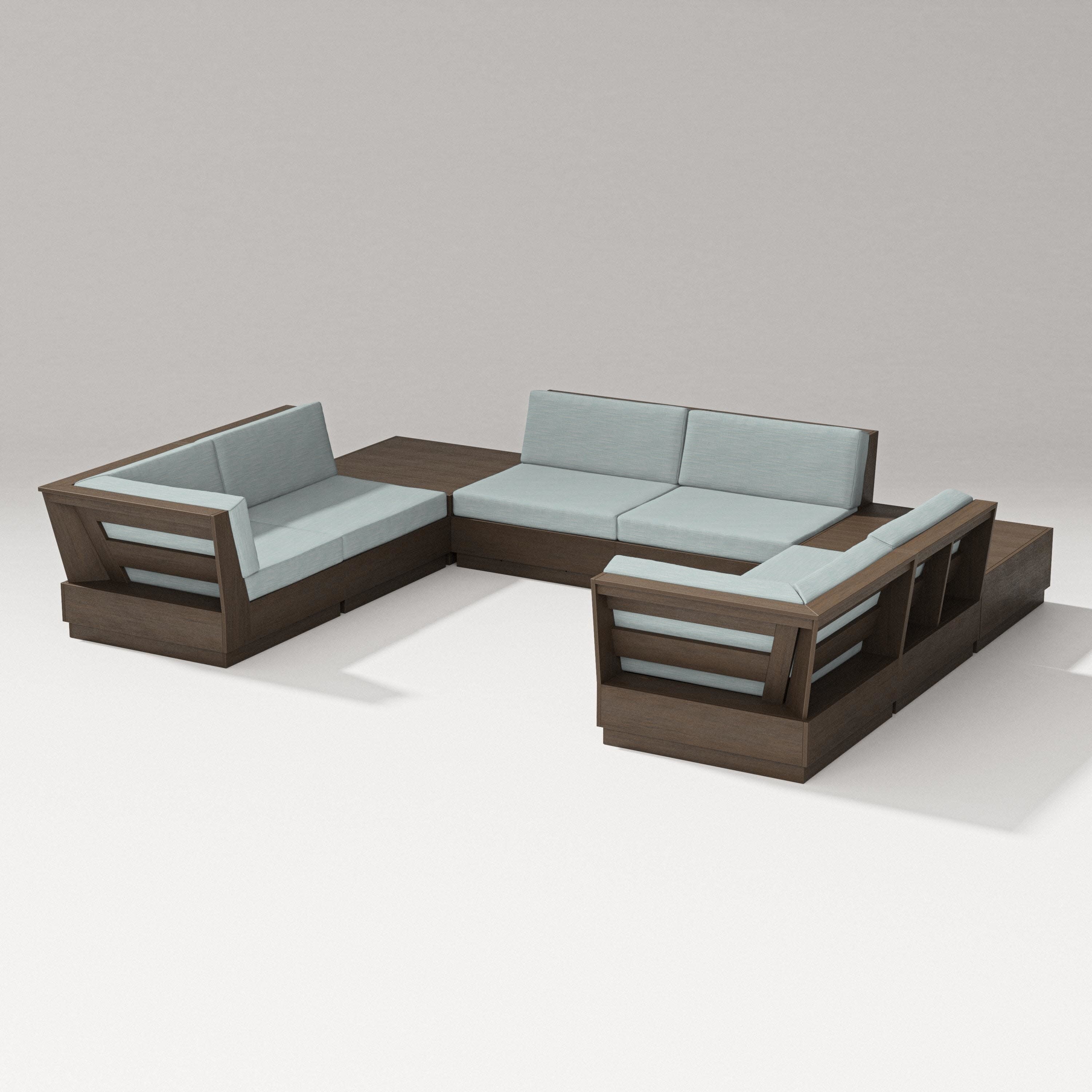 Elevate 8-Piece U-Shaped Sectional in Kona / Soothe Mist