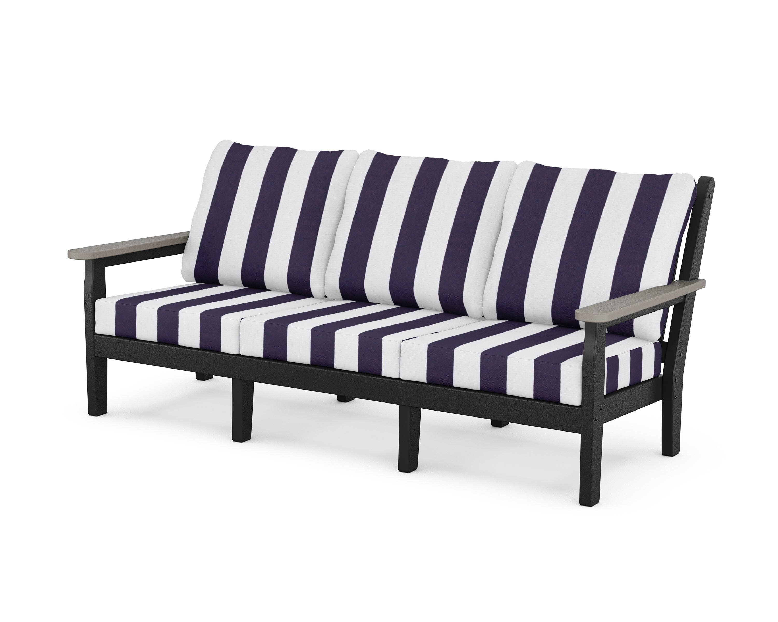 Chippendale Deep Seating Sofa in Black / Driftwood / Cabana Stripe Navy