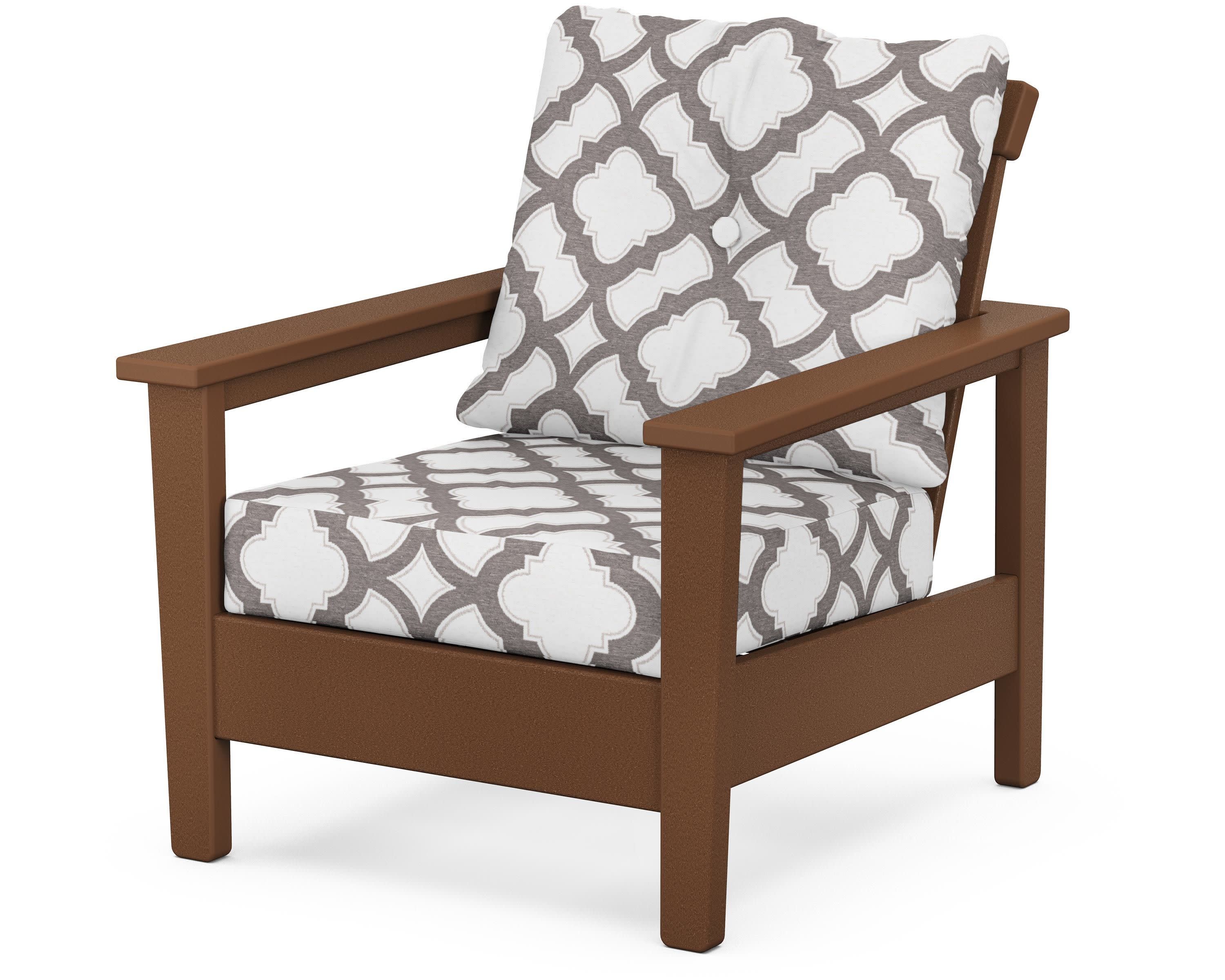 Prescott Deep Seating Chair in Teak / Trellis Grey Mist