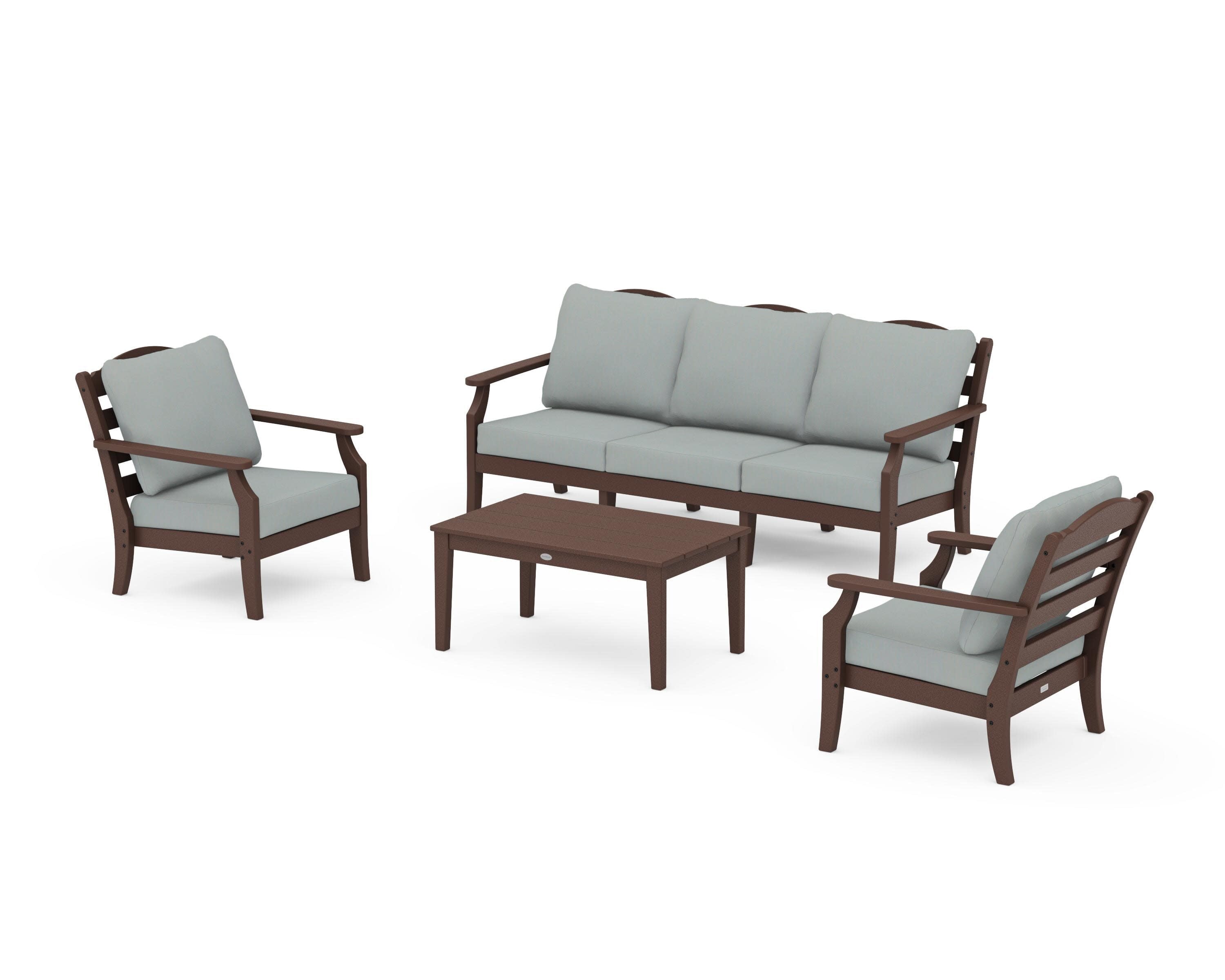 Savannah 4-Piece Deep Seating Set with Sofa in Mahogany / Spa
