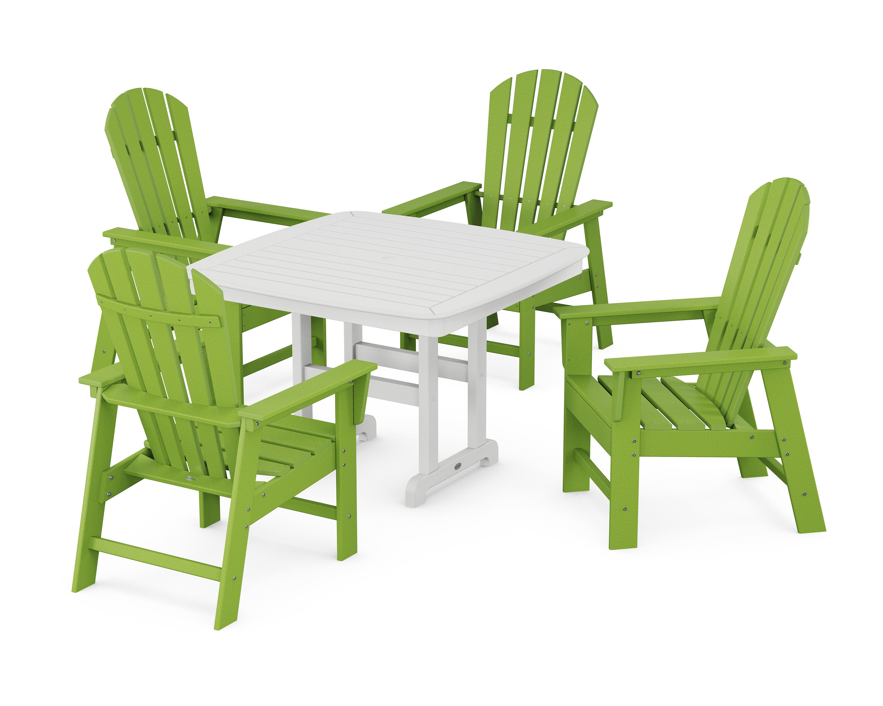 South Beach 5-Piece Dining Set with Trestle Legs in Lime / White