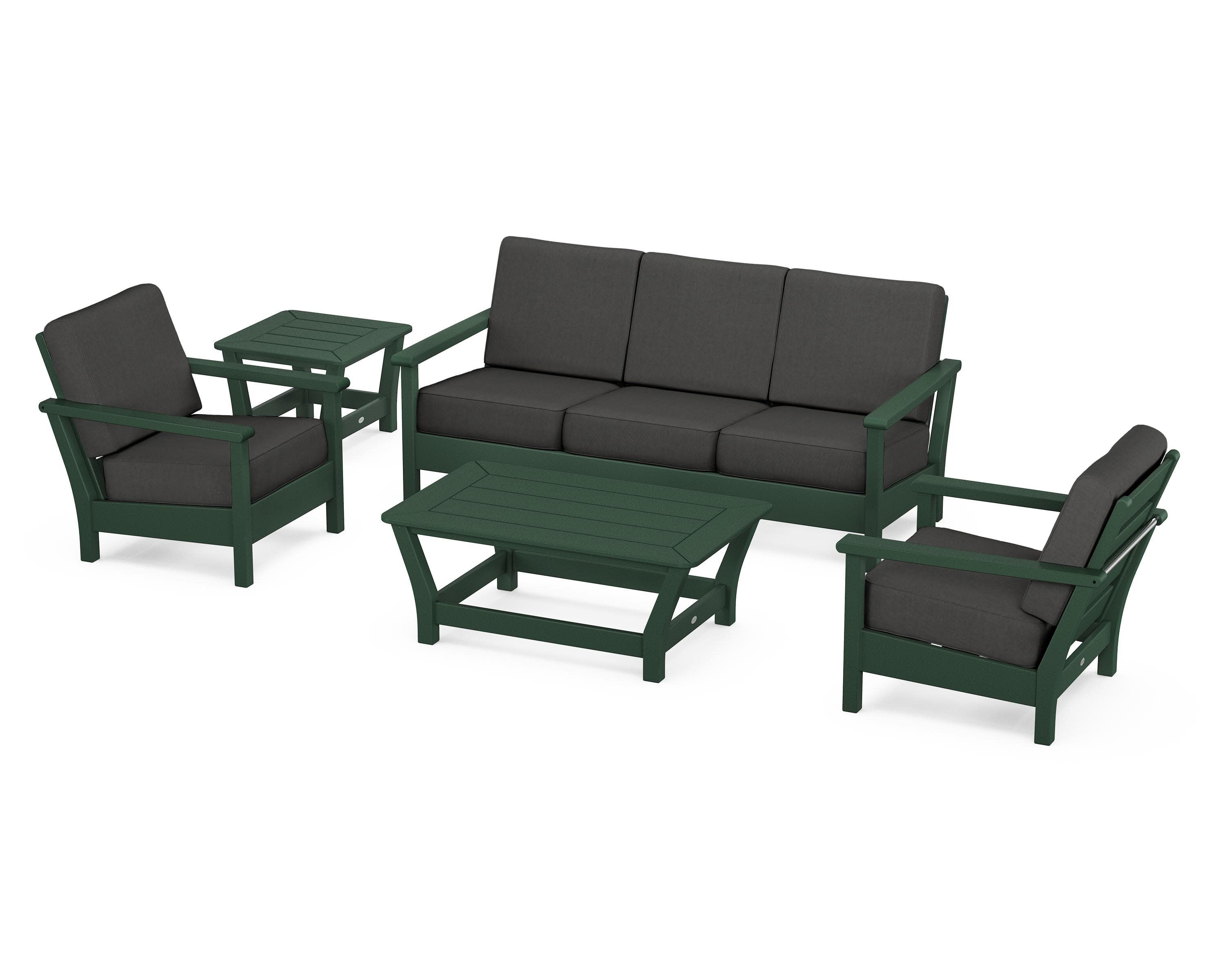Harbour 5-Piece Deep Seating Set in Green / Spectrum Carbon