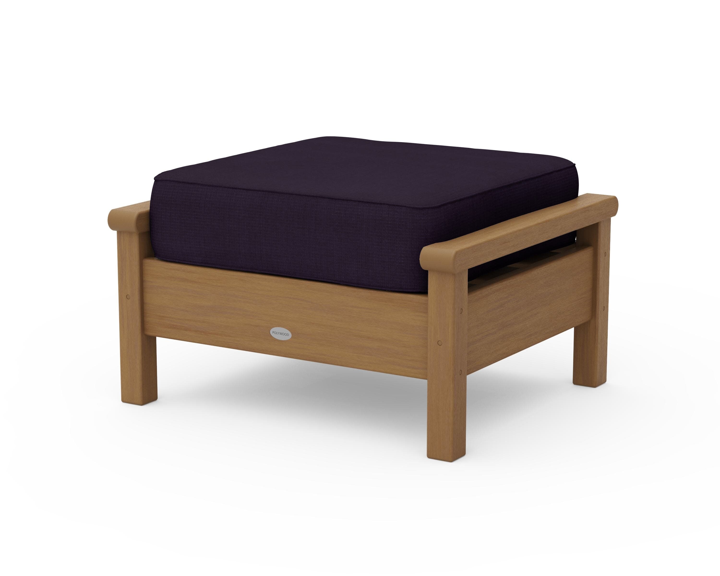 Harbour Deep Seating Ottoman in Natural / Navy Linen