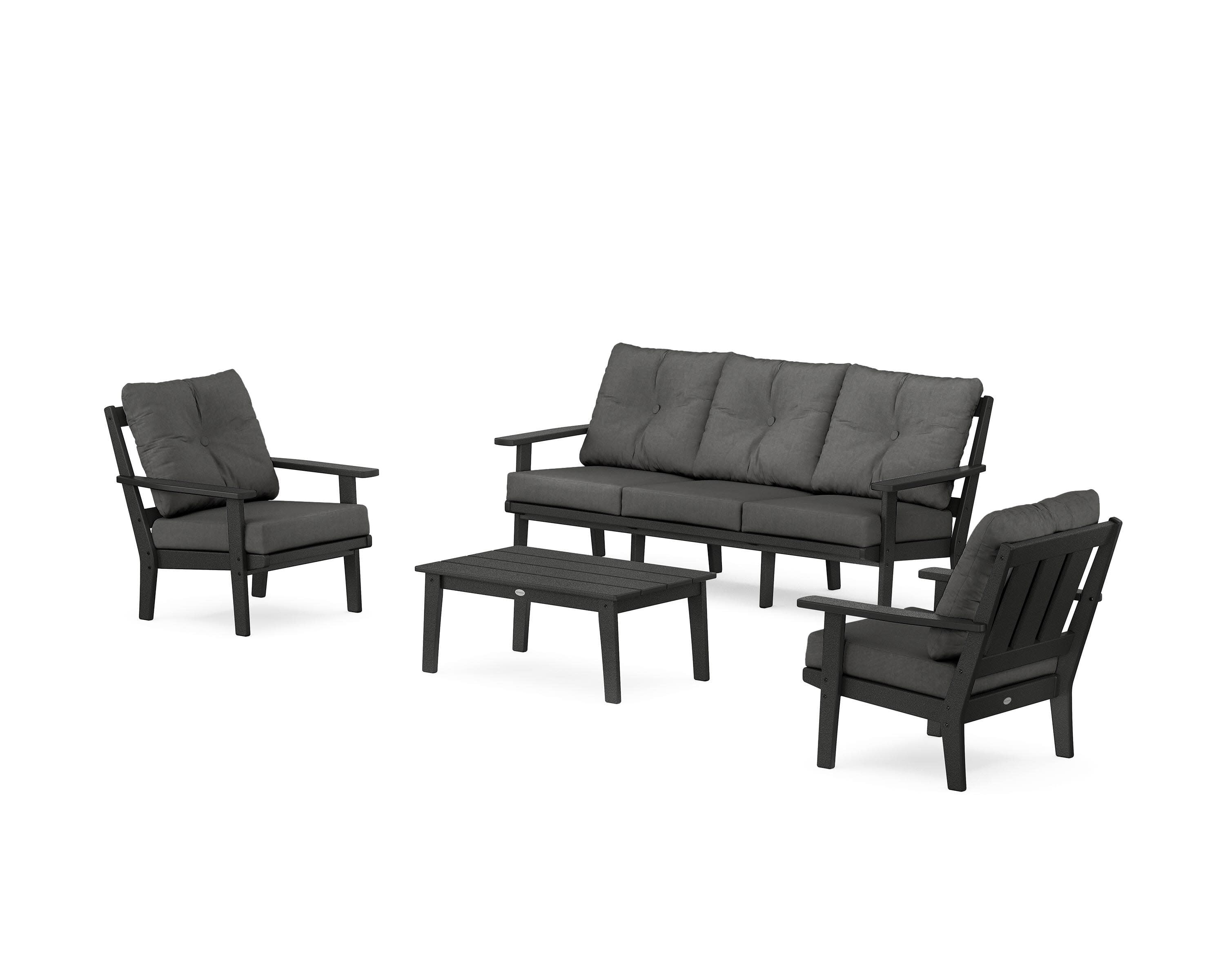 Oxford 4-Piece Deep Seating Set with Sofa in Black / Spectrum Carbon