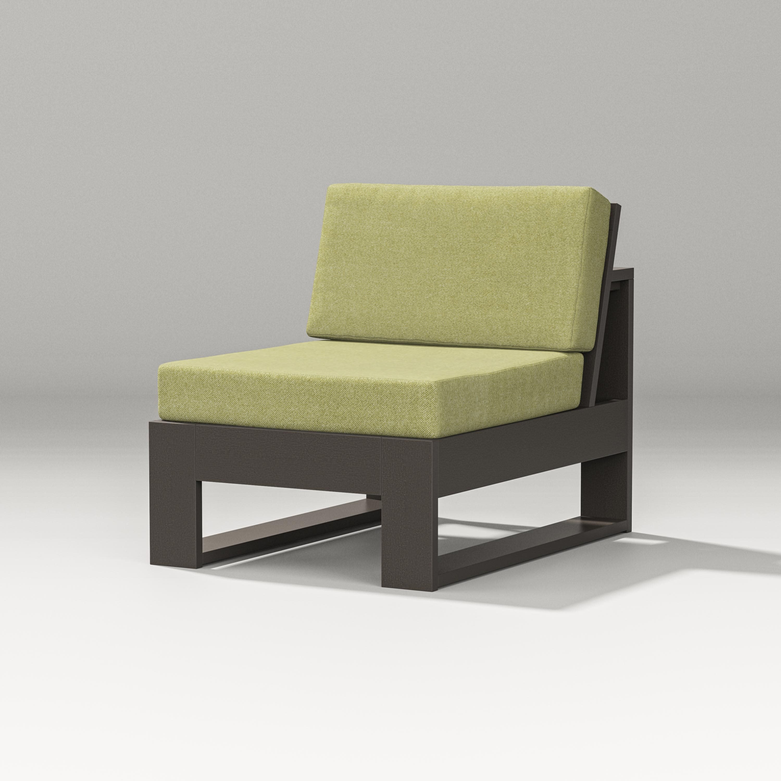 Latitude Modular Armless Chair in Vintage Coffee / Chartreuse Boucle