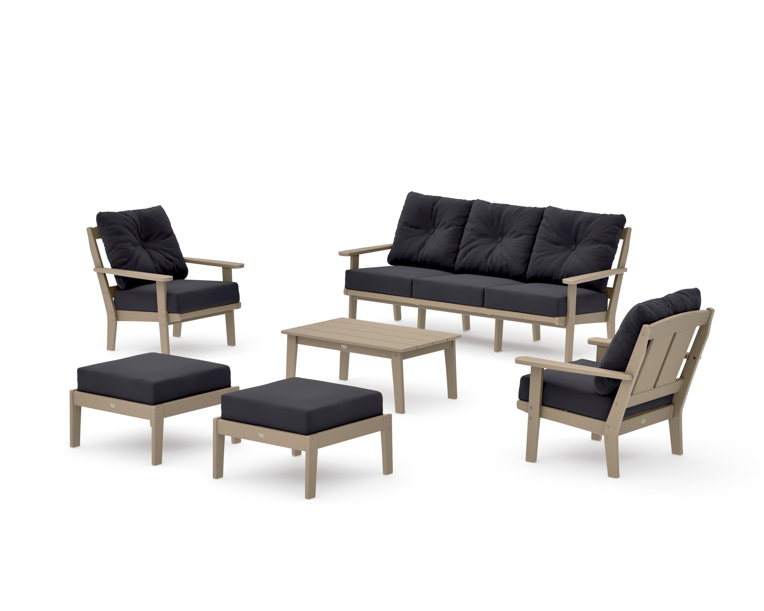 Mission 6-Piece Lounge Sofa Set in Vintage Sahara / Midnight Linen