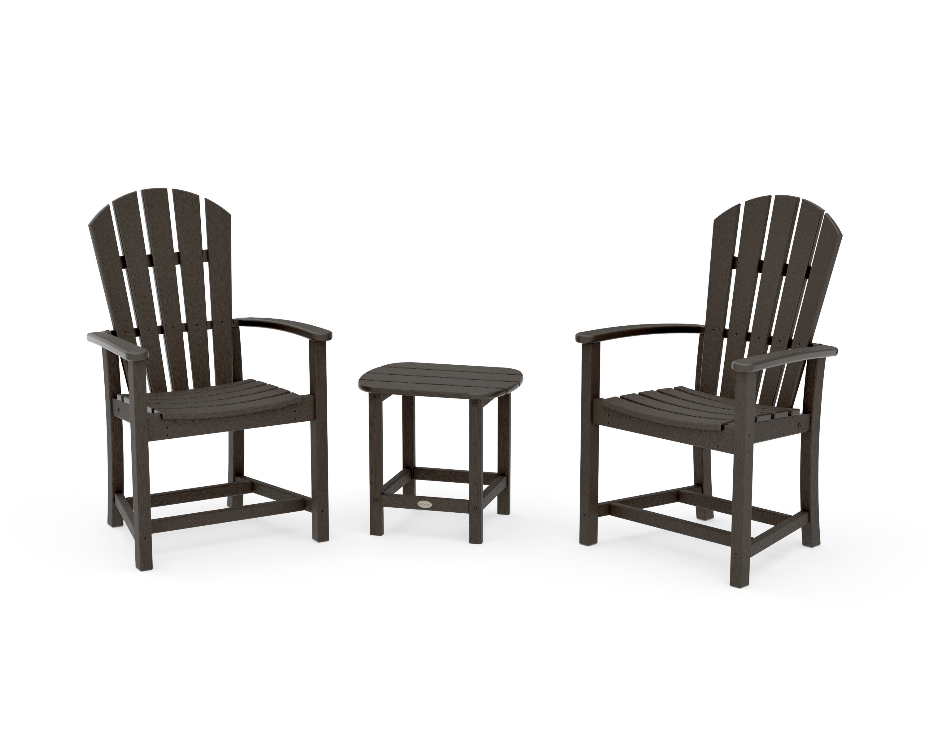 Palm Coast 3-Piece Upright Adirondack Chair Set in Vintage Coffee