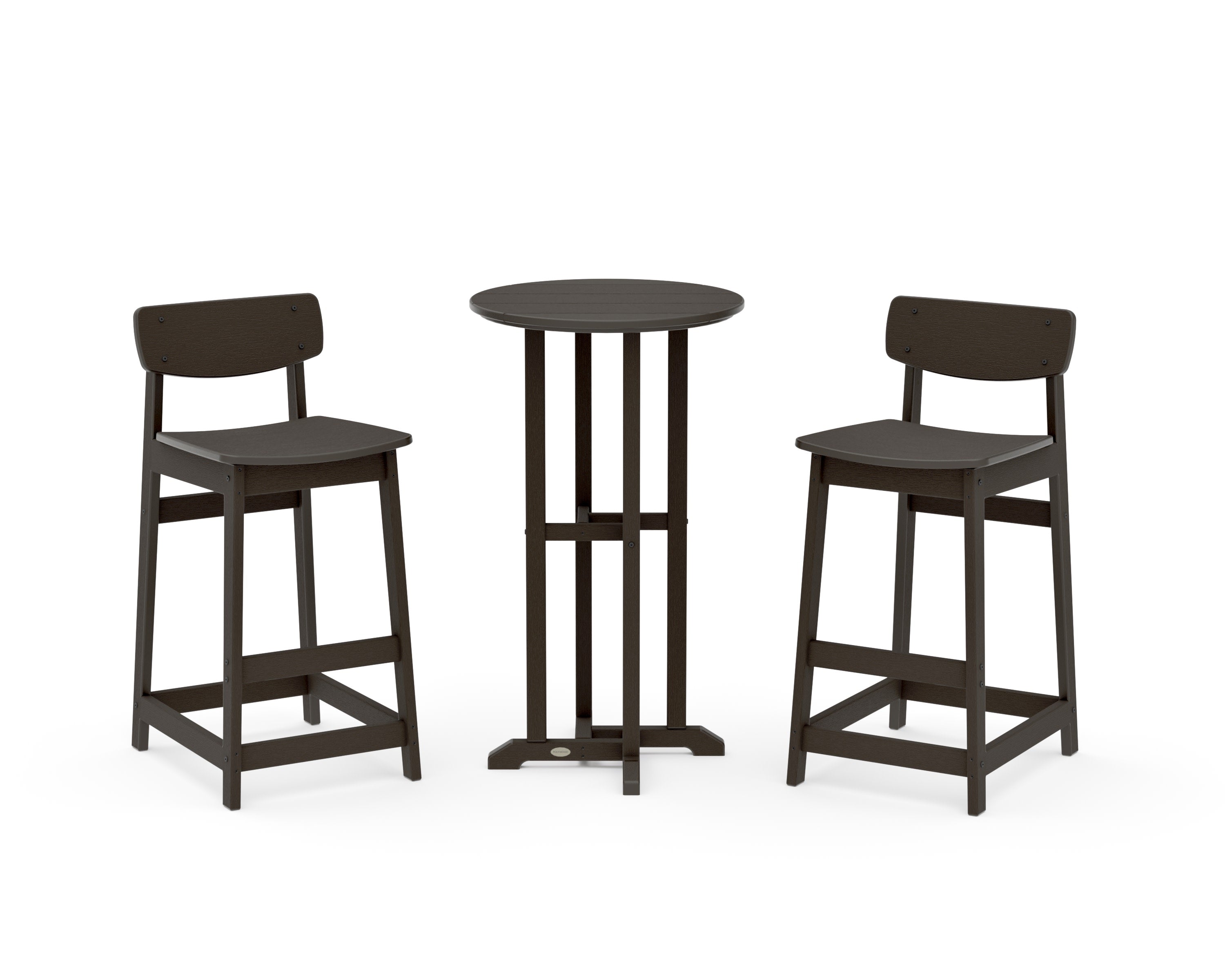 Modern Studio Urban Lowback Bar Chair 3-Piece Bistro Set in Vintage Coffee