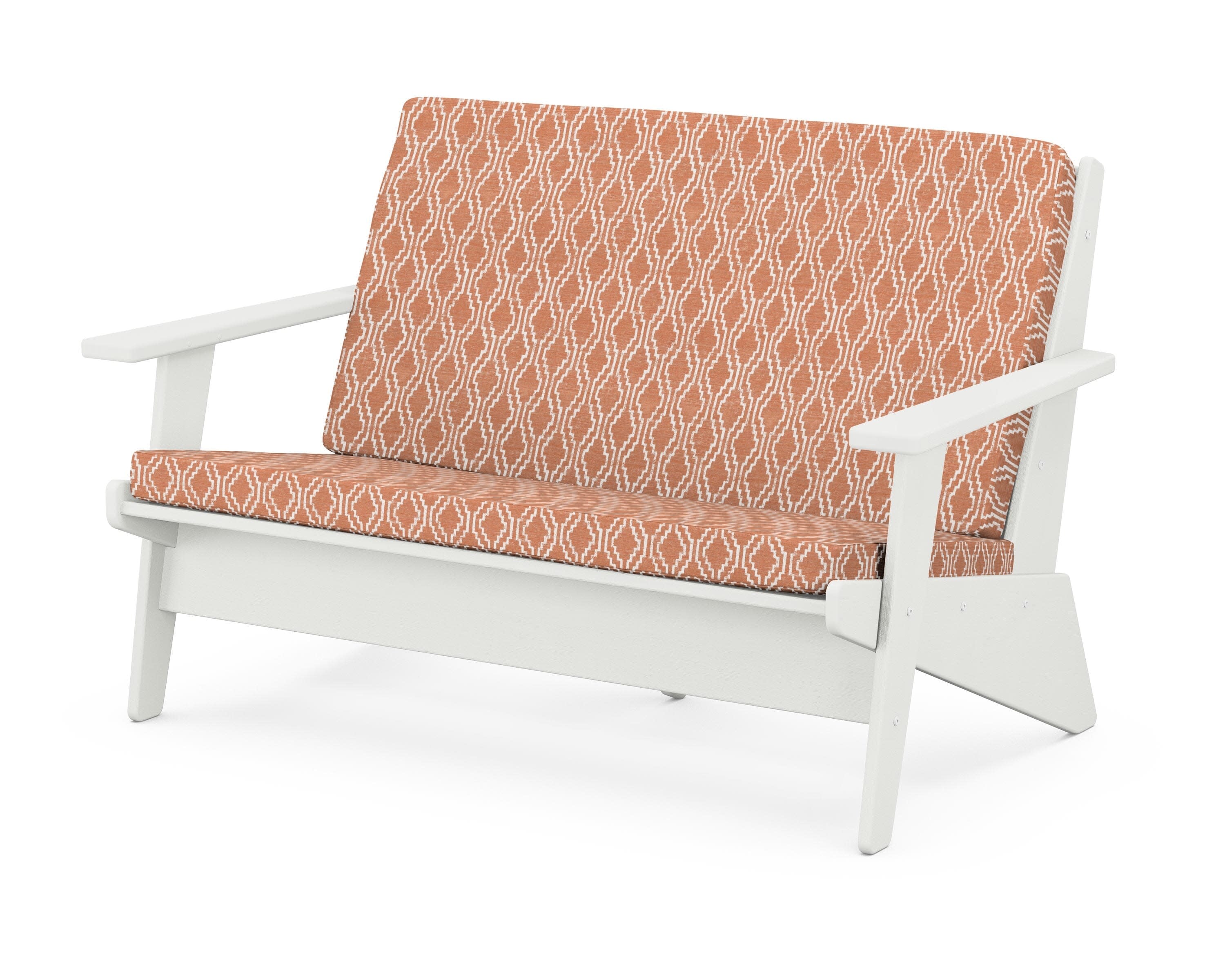 Riviera Modern Lounge Loveseat in Vintage White / Solve Clay