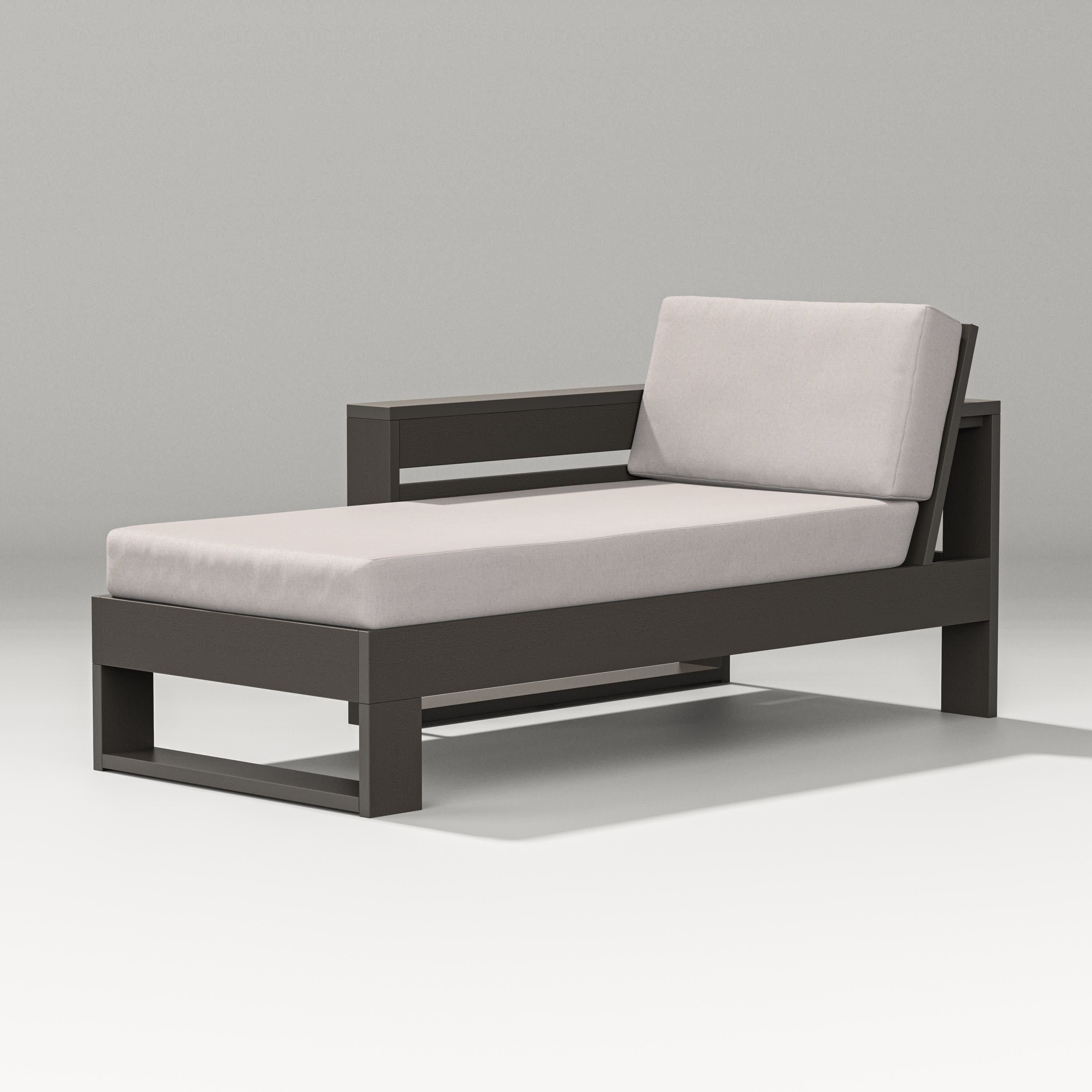 Latitude Modular Left Arm Chaise in Vintage Coffee / Dune Burlap
