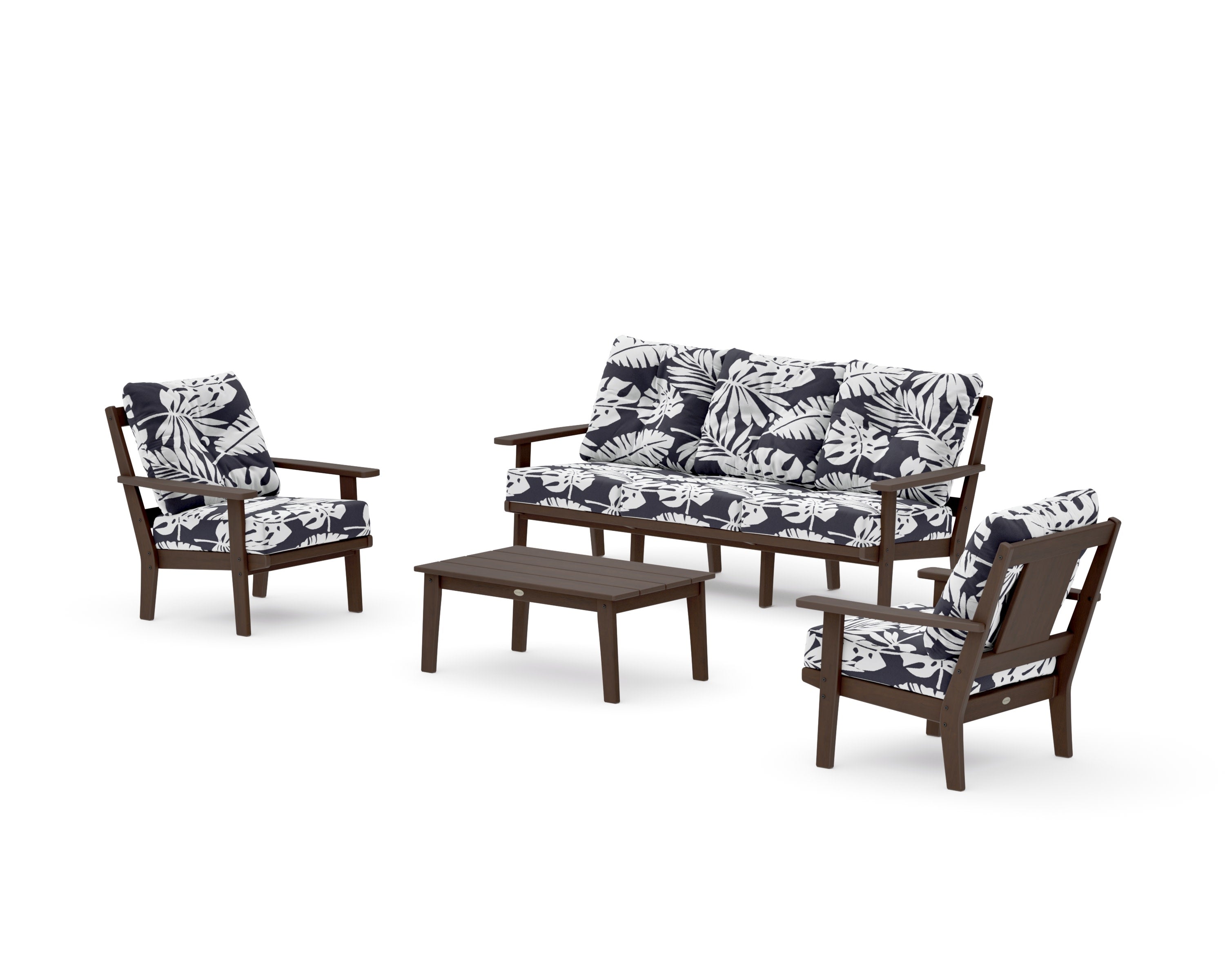Prairie 4-Piece Deep Seating Set with Sofa in Kona / Leaf Navy