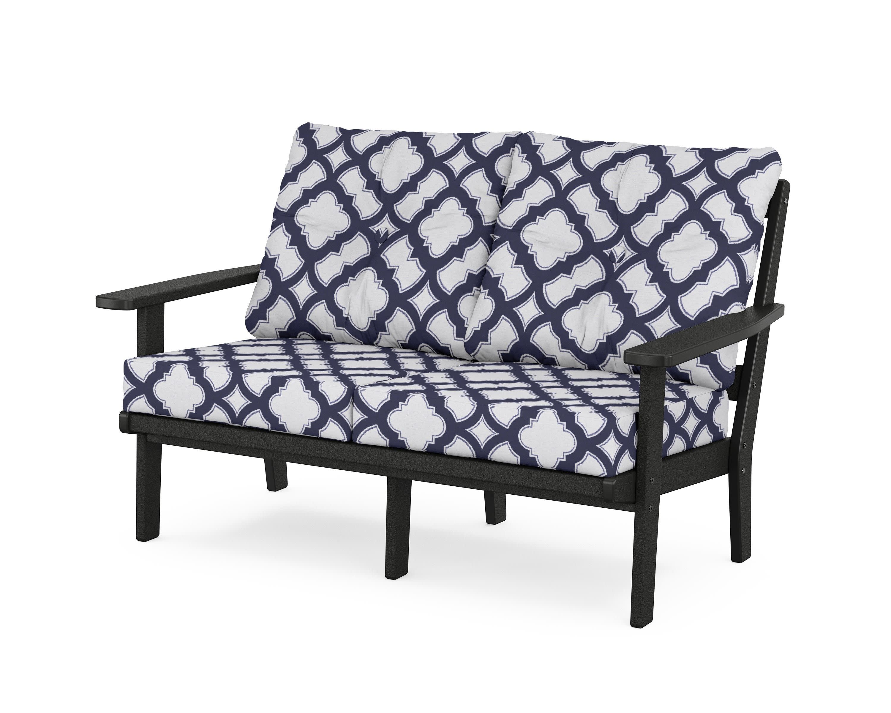 Oxford Deep SeatingLoveseat in Black / Trellis Navy