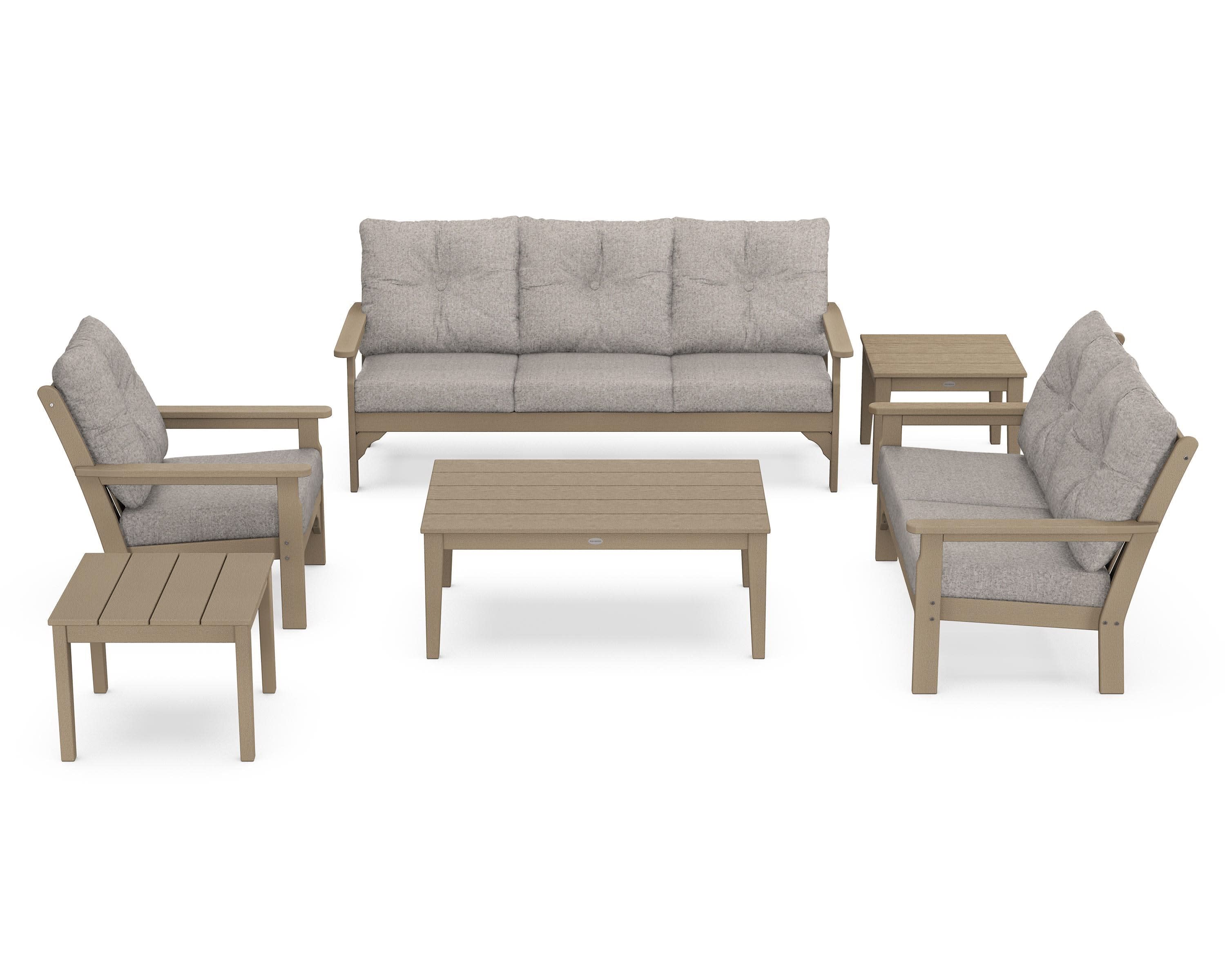 Vineyard 6-Piece Deep Seating Set in Vintage Sahara / Weathered Tweed