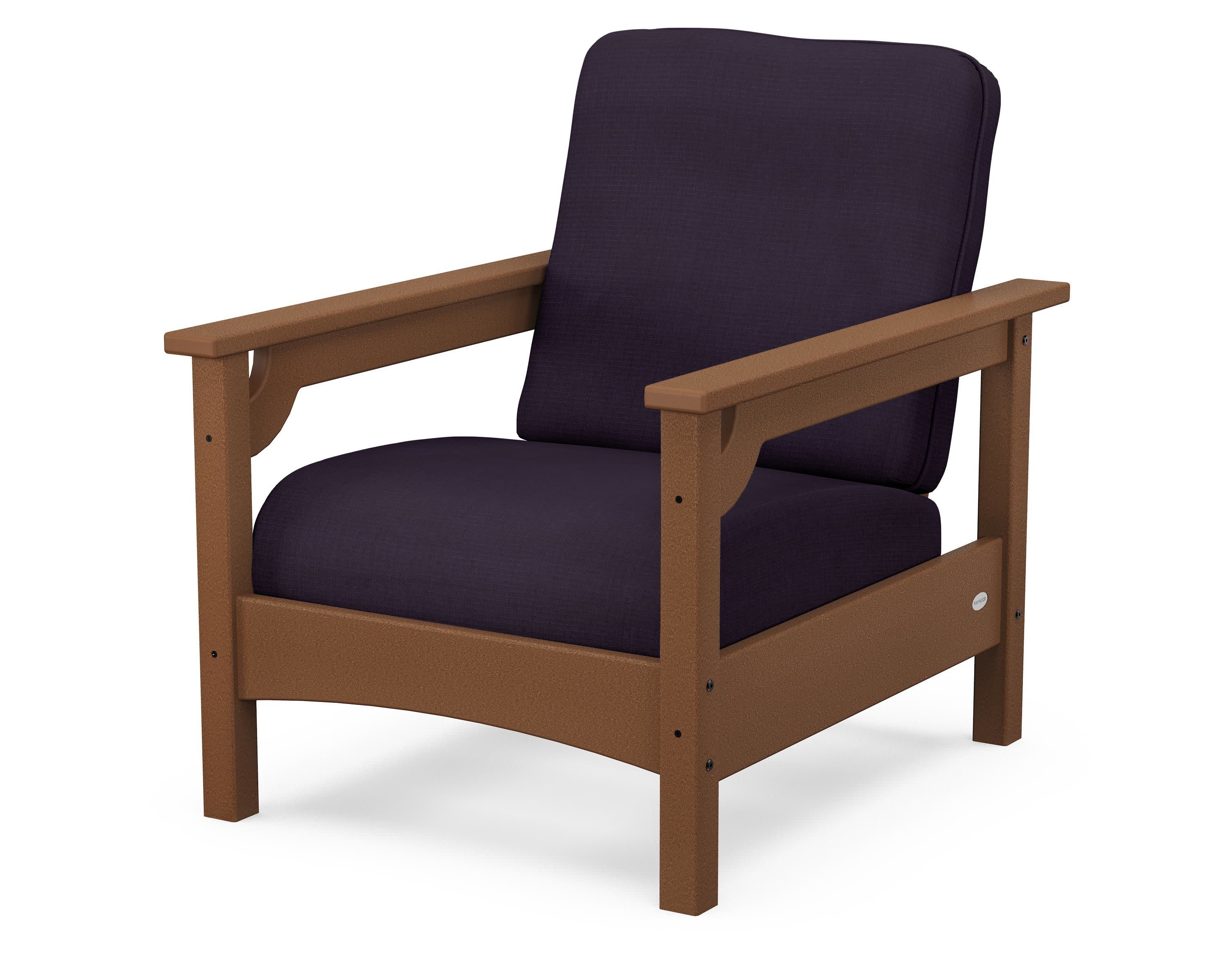 Club Chair in Teak / Navy Linen