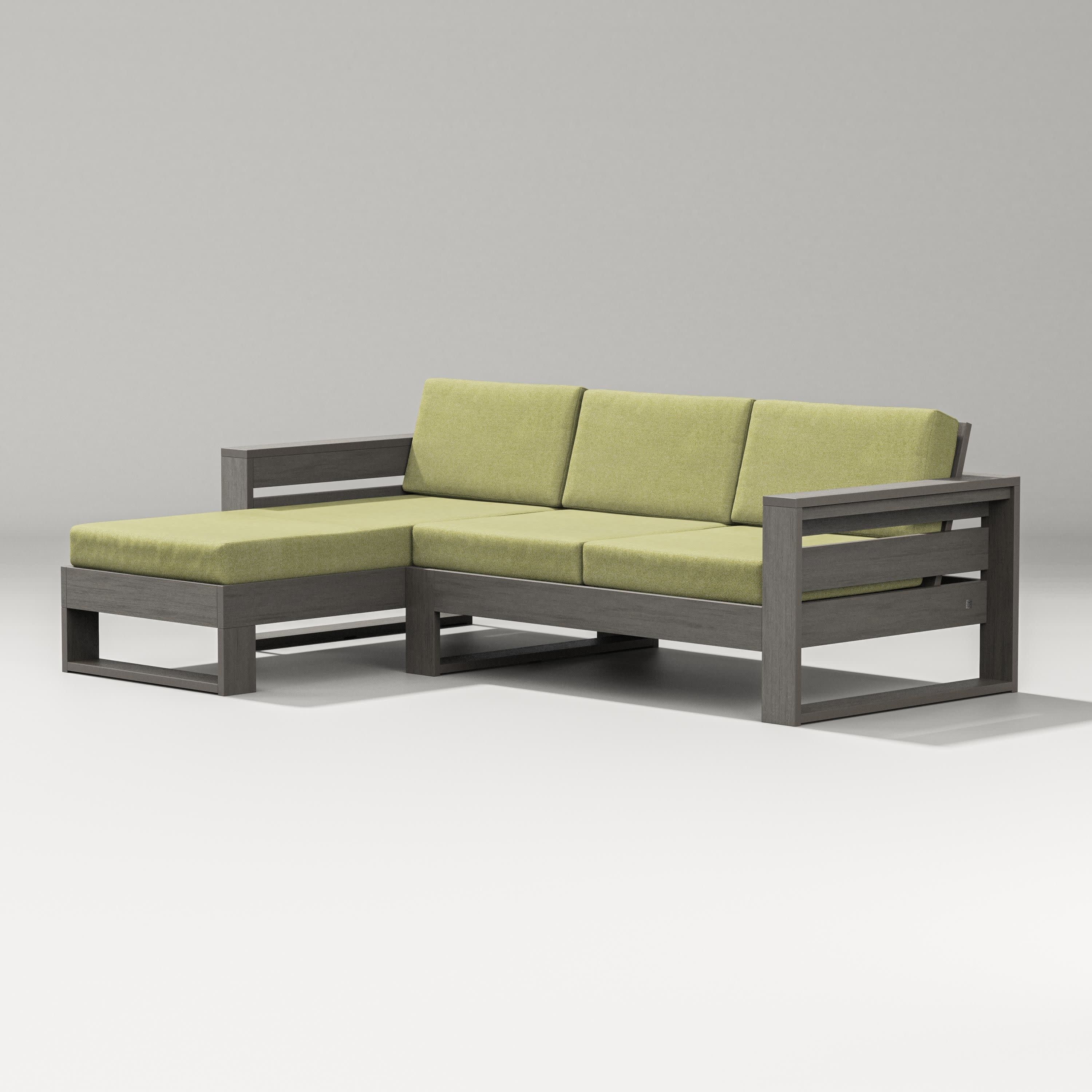 Latitude Left Chaise Sectional in Driftwood / Chartreuse Boucle