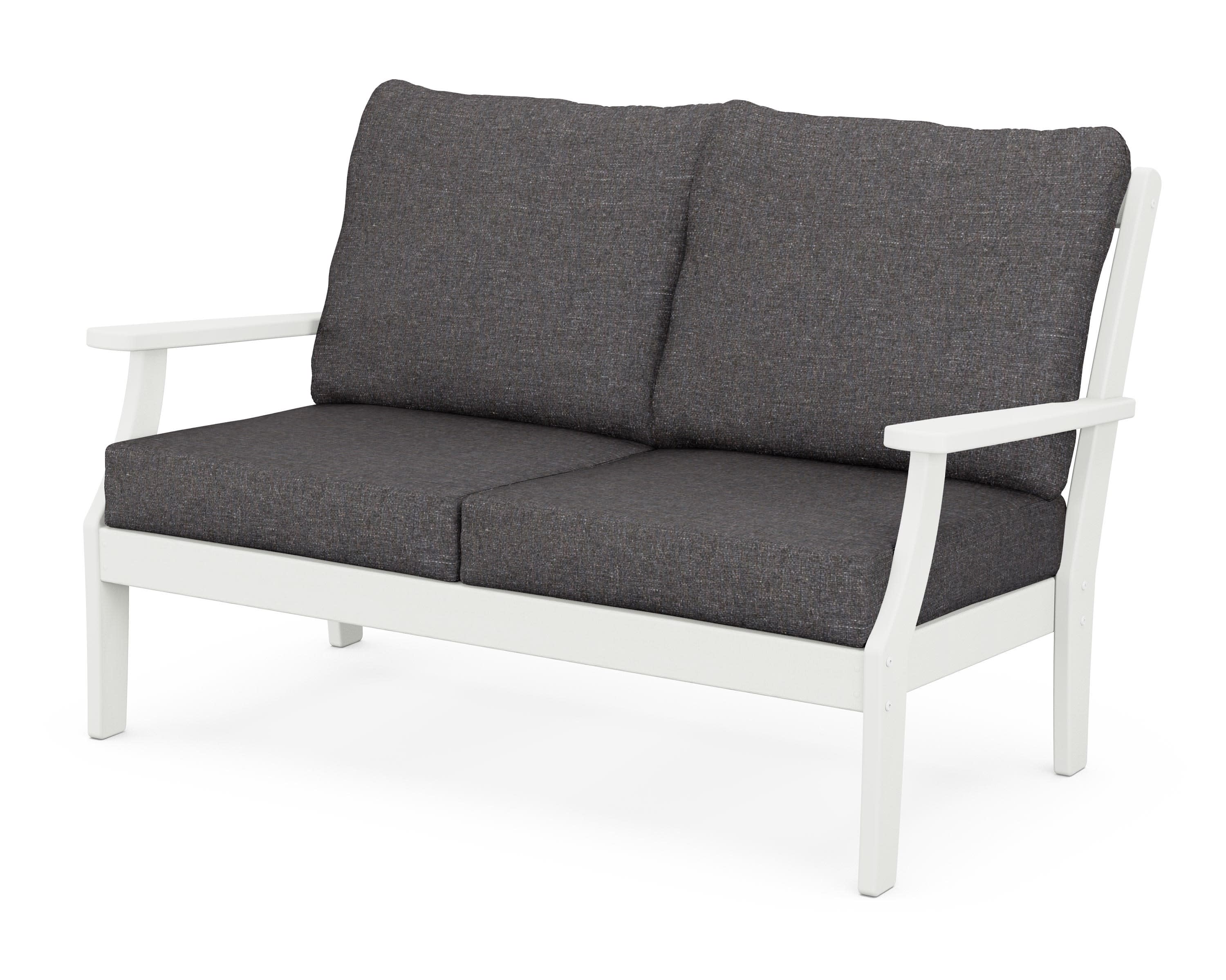 Braxton Deep Seating Loveseat in Vintage White / Ash Charcoal