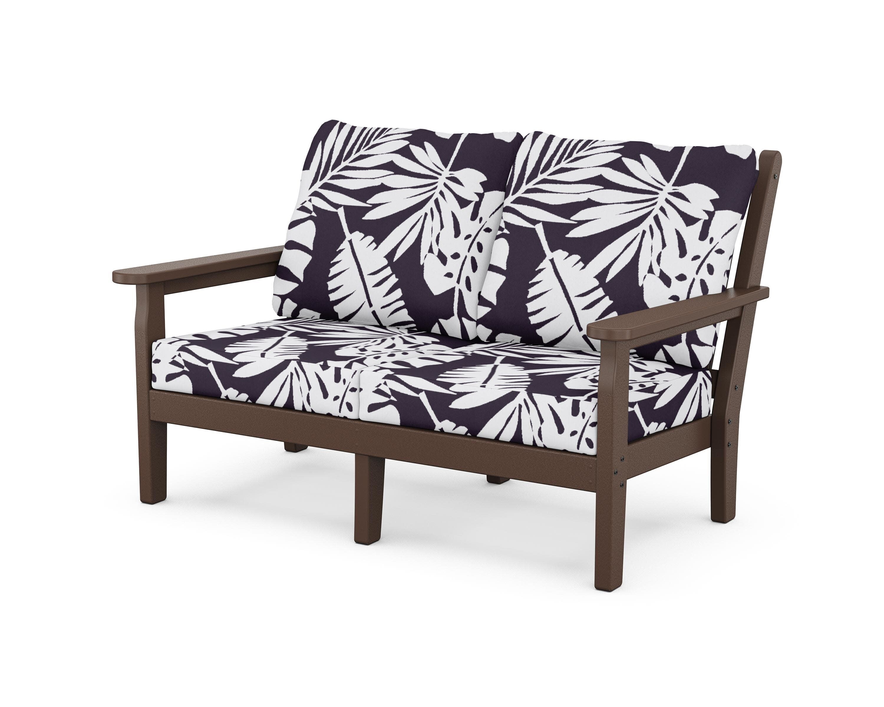 Chippendale Deep Seating Loveseat in Mahogany / Leaf Navy