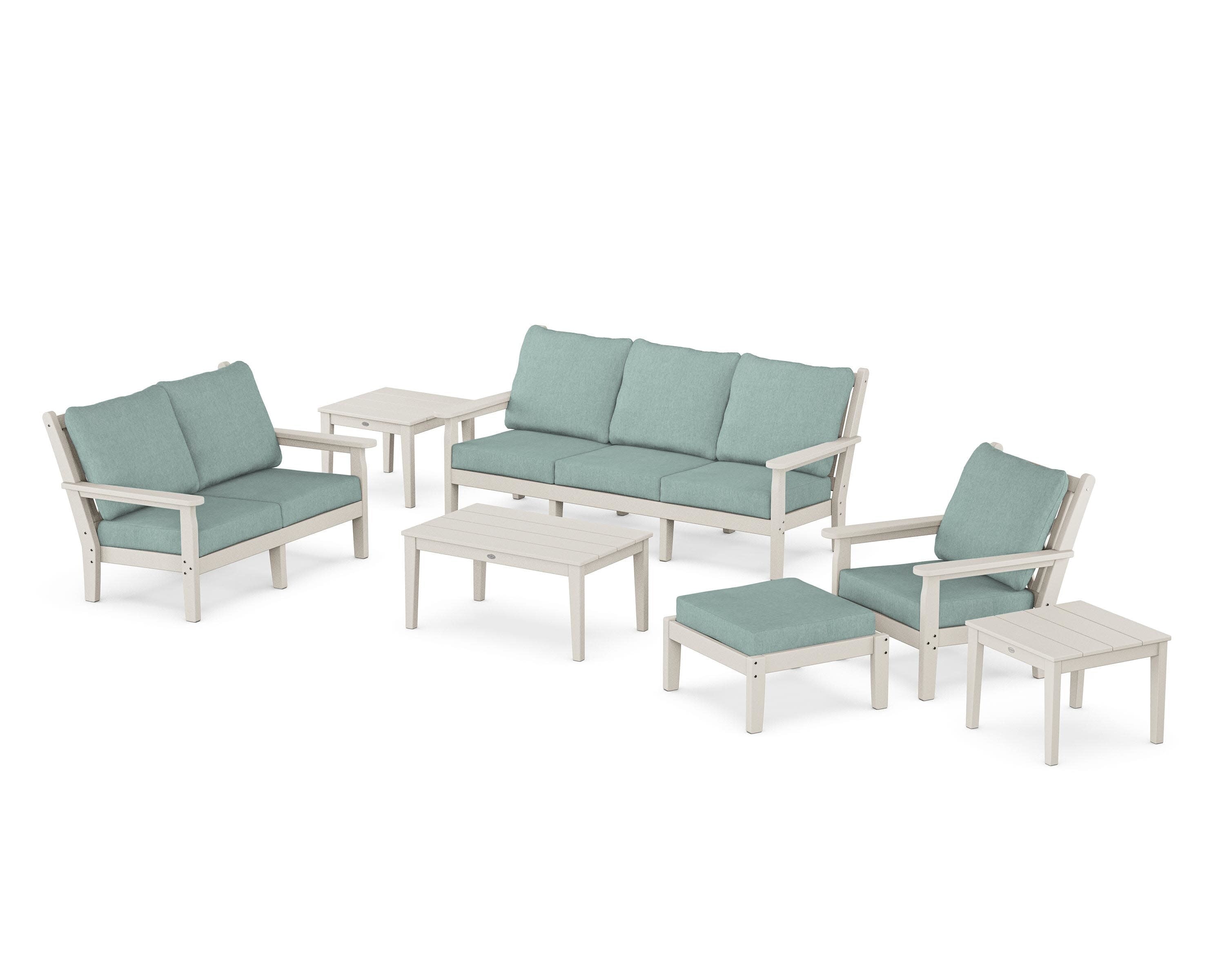Chippendale 7-Piece Deep Seating Set in Sand / Glacier Spa