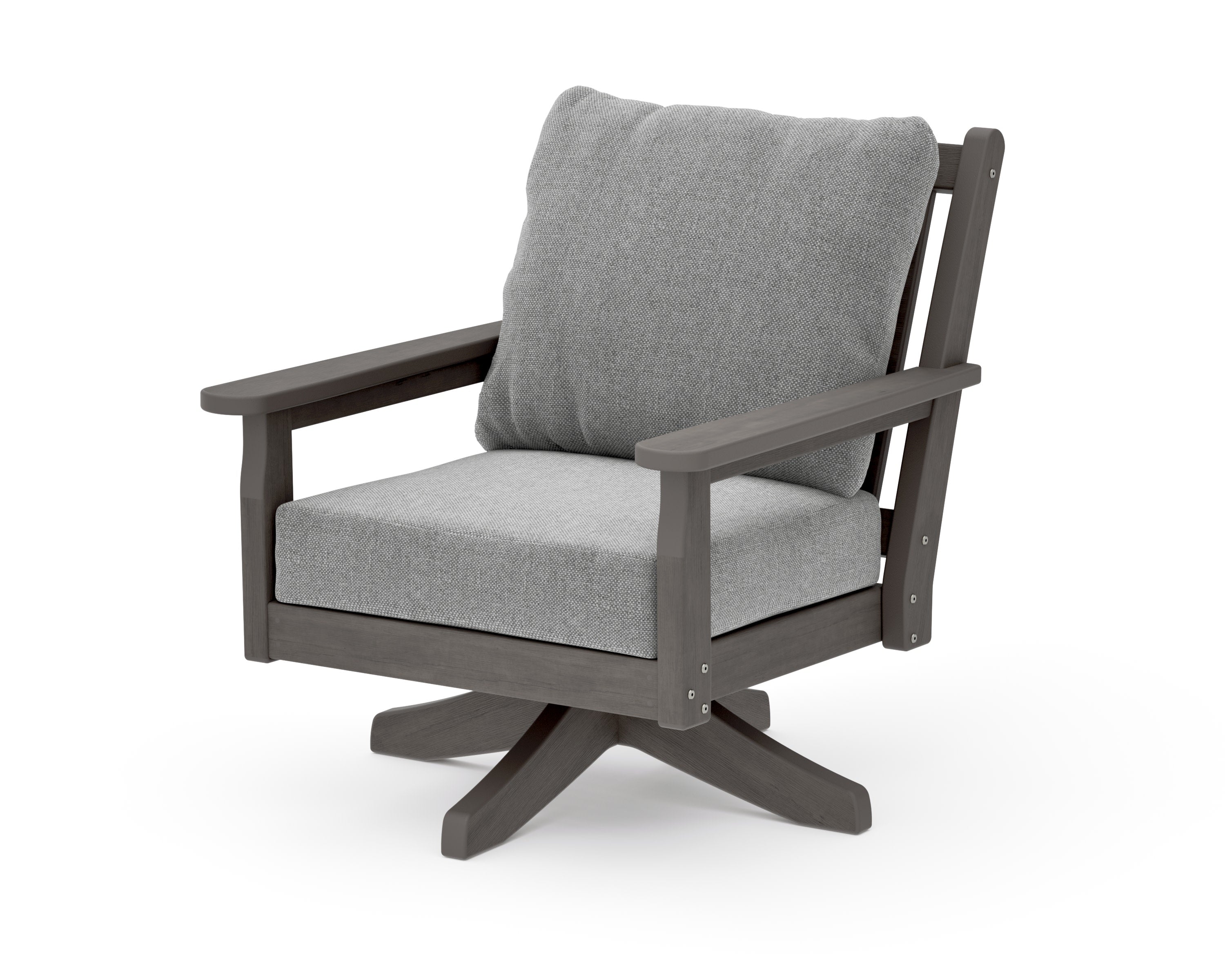 Chippendale Deep Seating Swivel Chair in Driftwood / Grey Mist