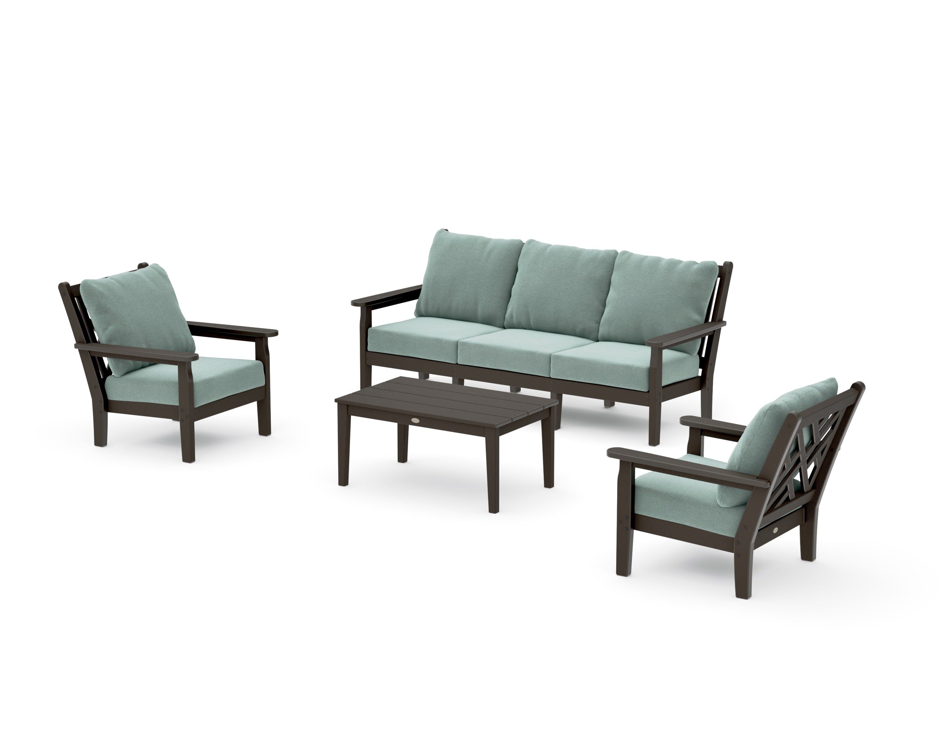 Chippendale 4-Piece Deep Seating Set with Sofa in Vintage Coffee / Glacier Spa