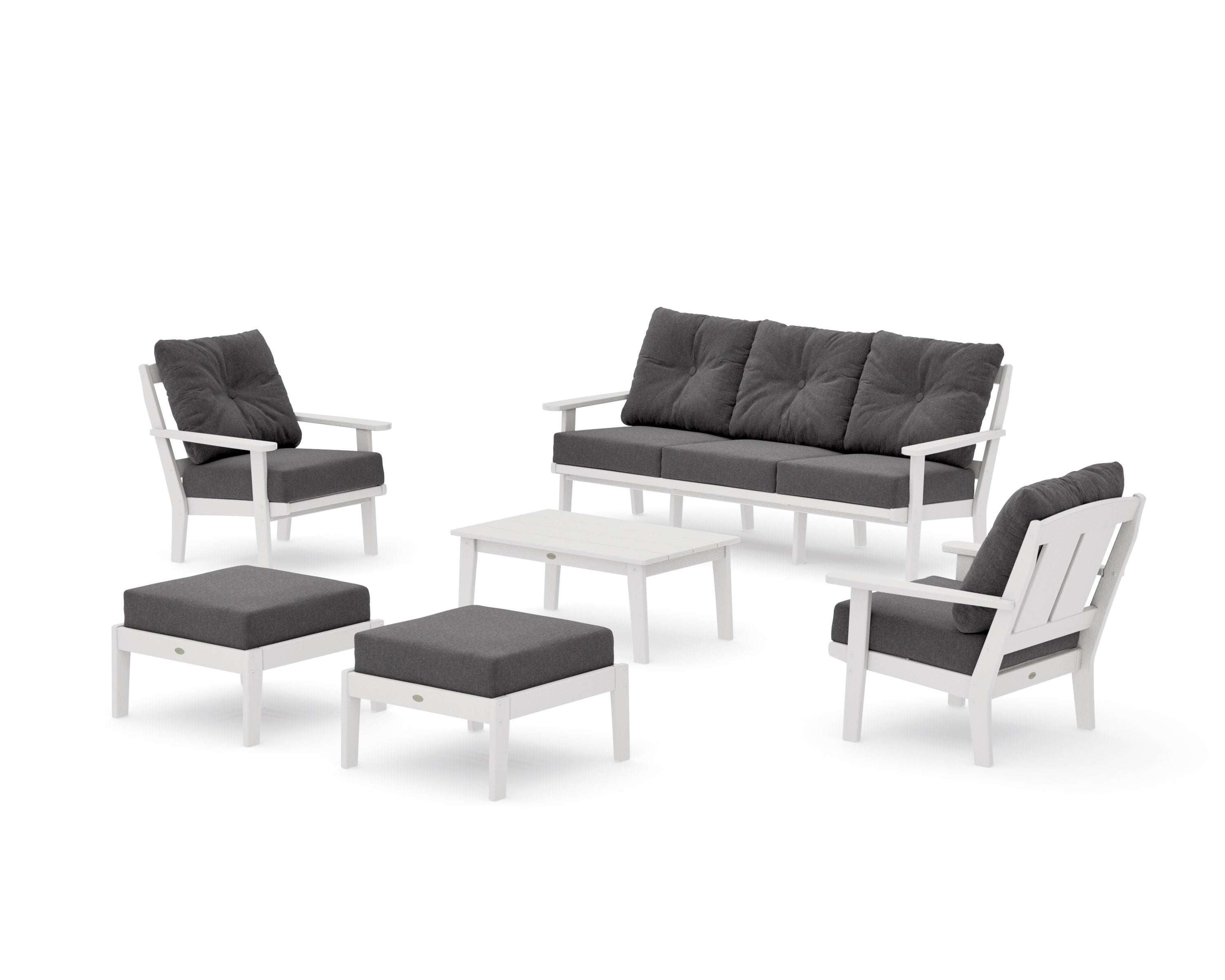 Mission 6-Piece Lounge Sofa Set in Vintage White / Ash Charcoal