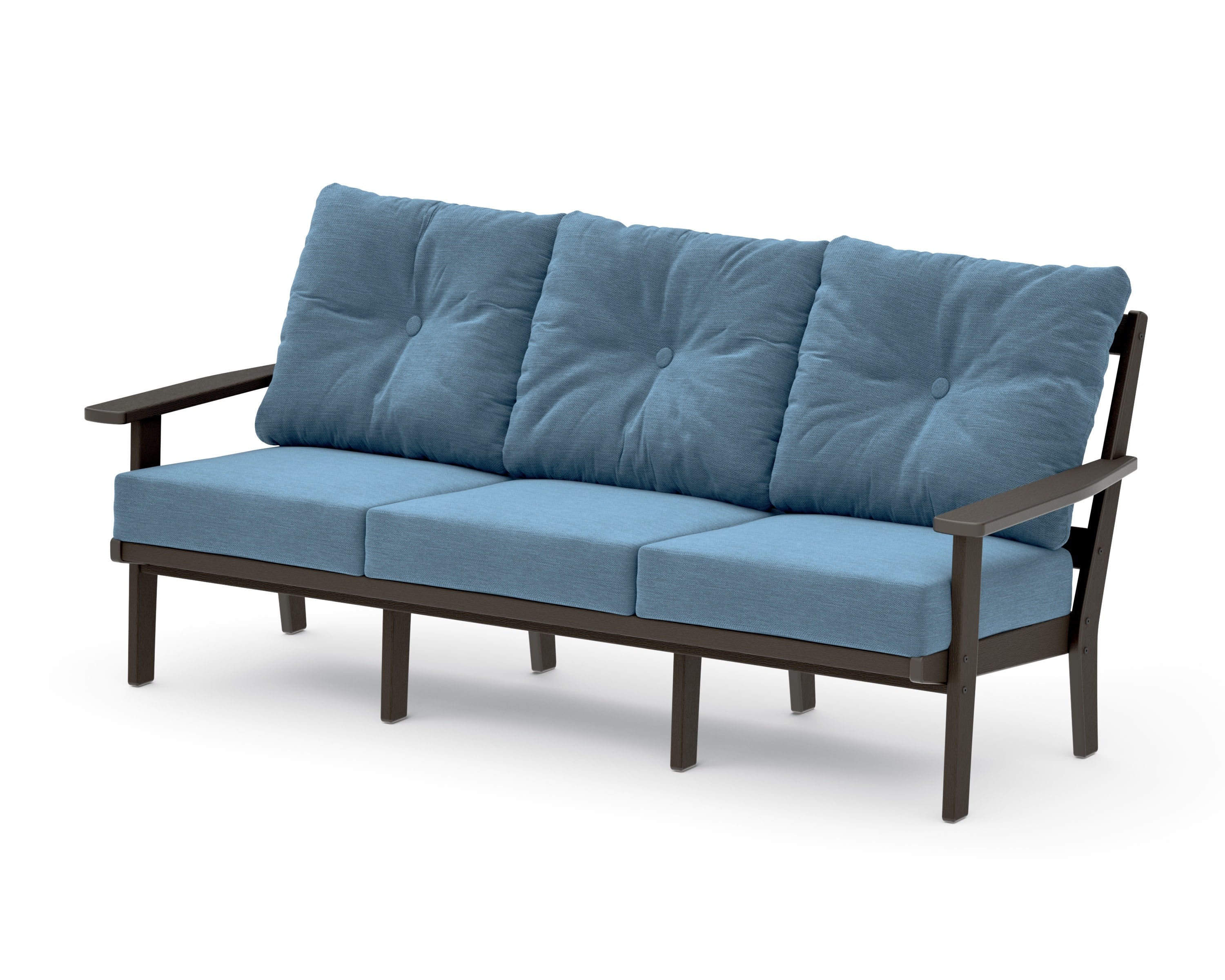 PrairieDeep Seating Sofa in Vintage Coffee / Sky Blue