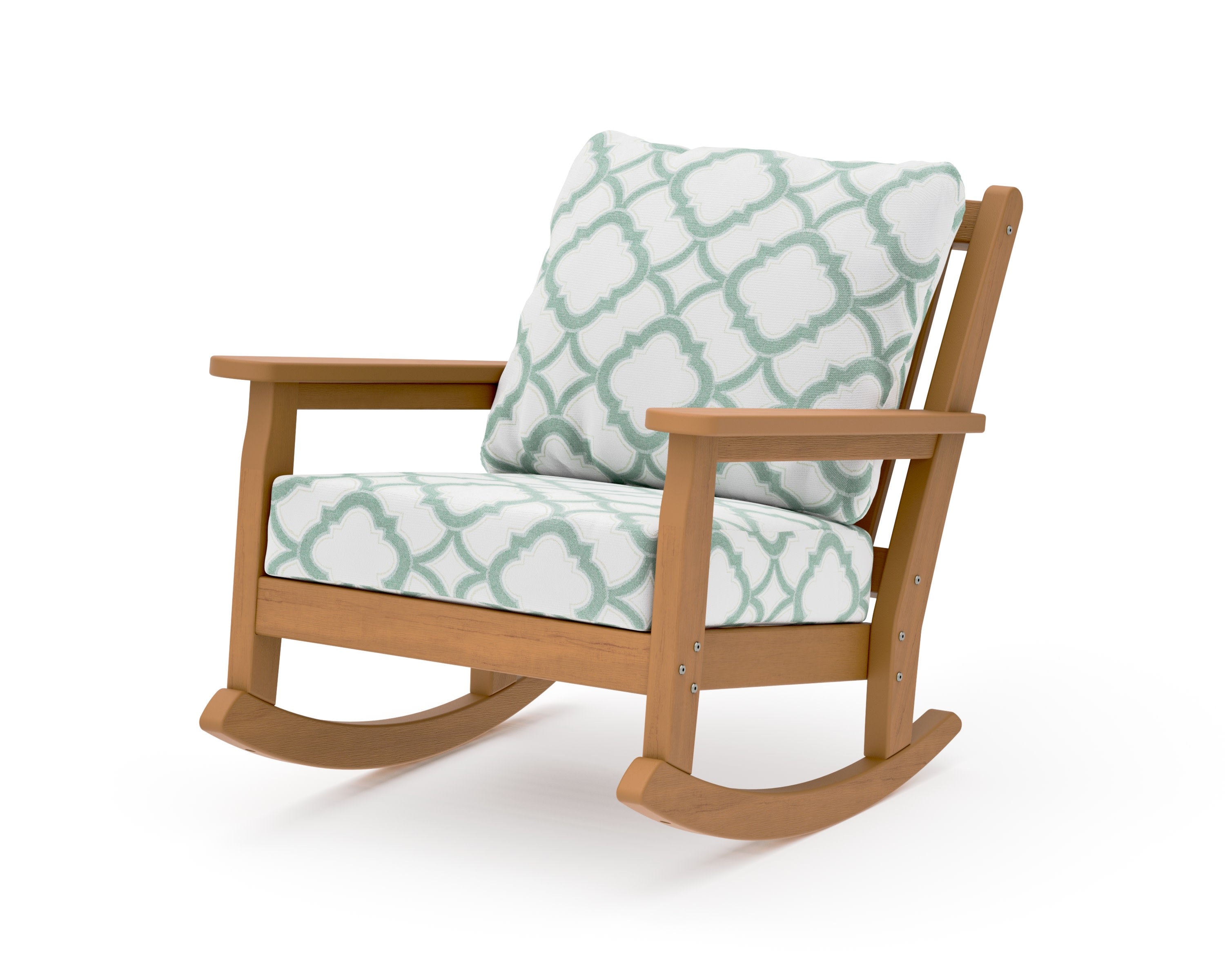 Chippendale Deep Seating Rocking Chair in Natural / Trellis Glacier Spa