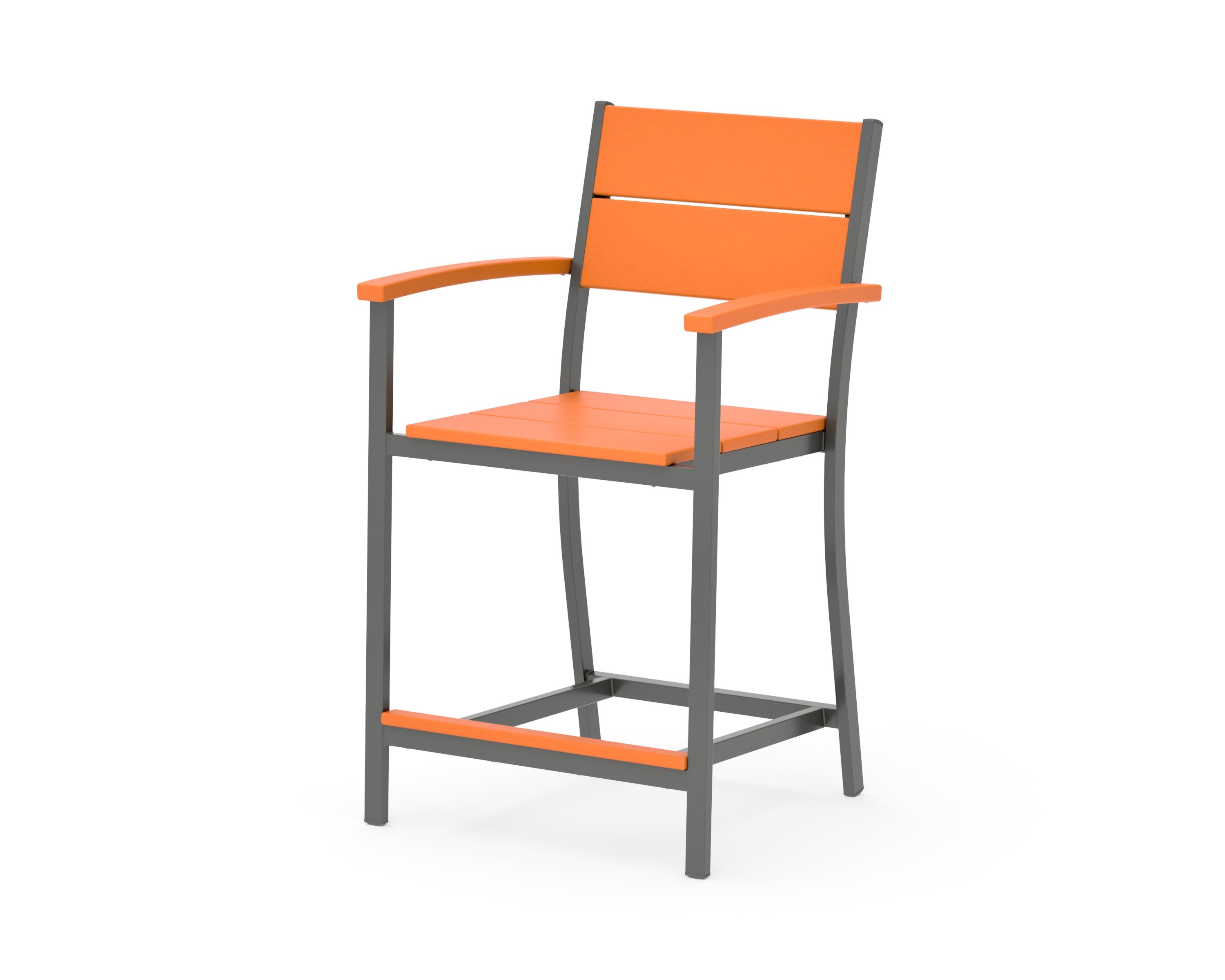Main Street Counter Arm Chair in Charcoal / Tangerine